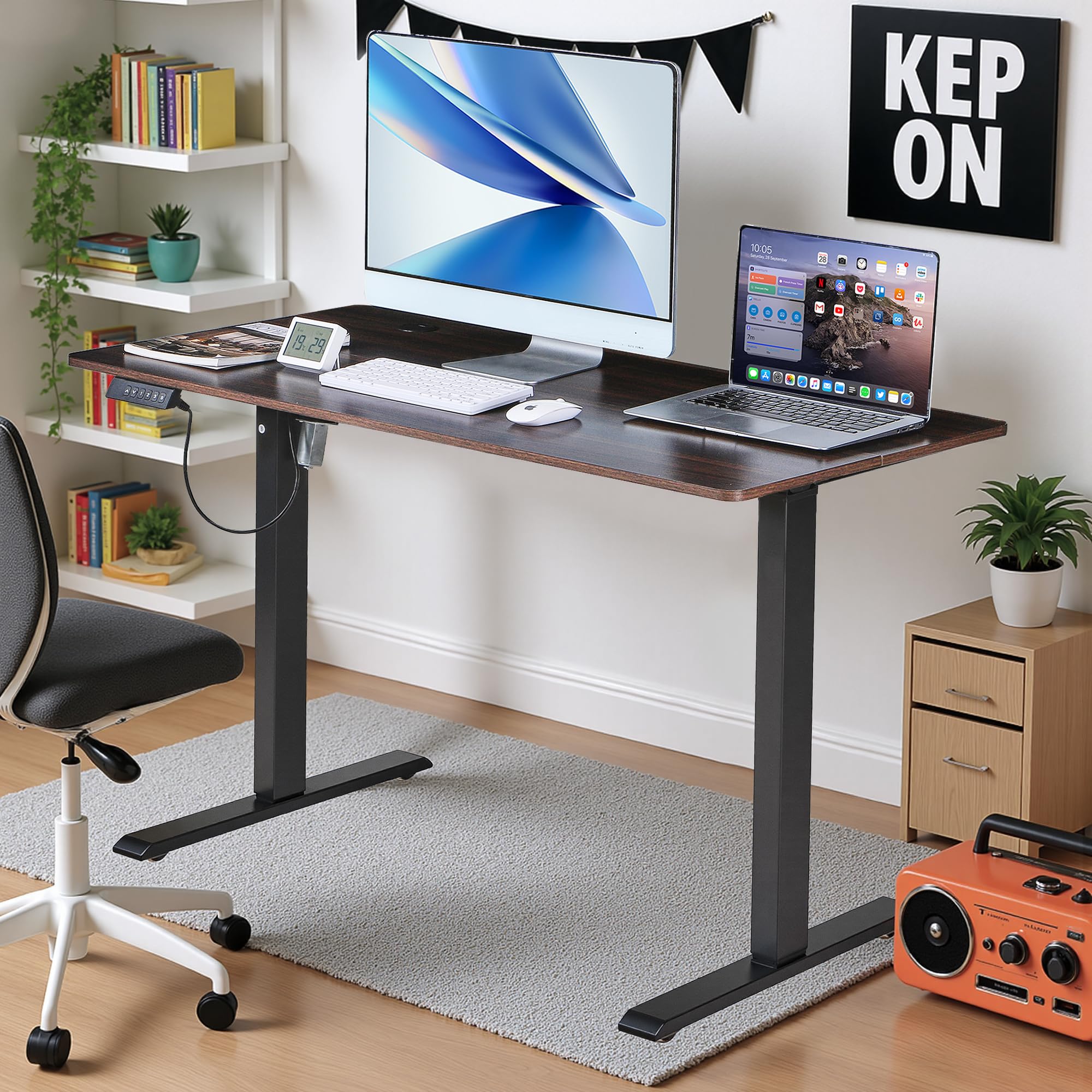 VECELO 昇降式デスク 電動 幅120×奥行60×高さ70.5-113cm Amazon.co.jp: VECELO 昇降式デスク 電動 スタンディングデスク