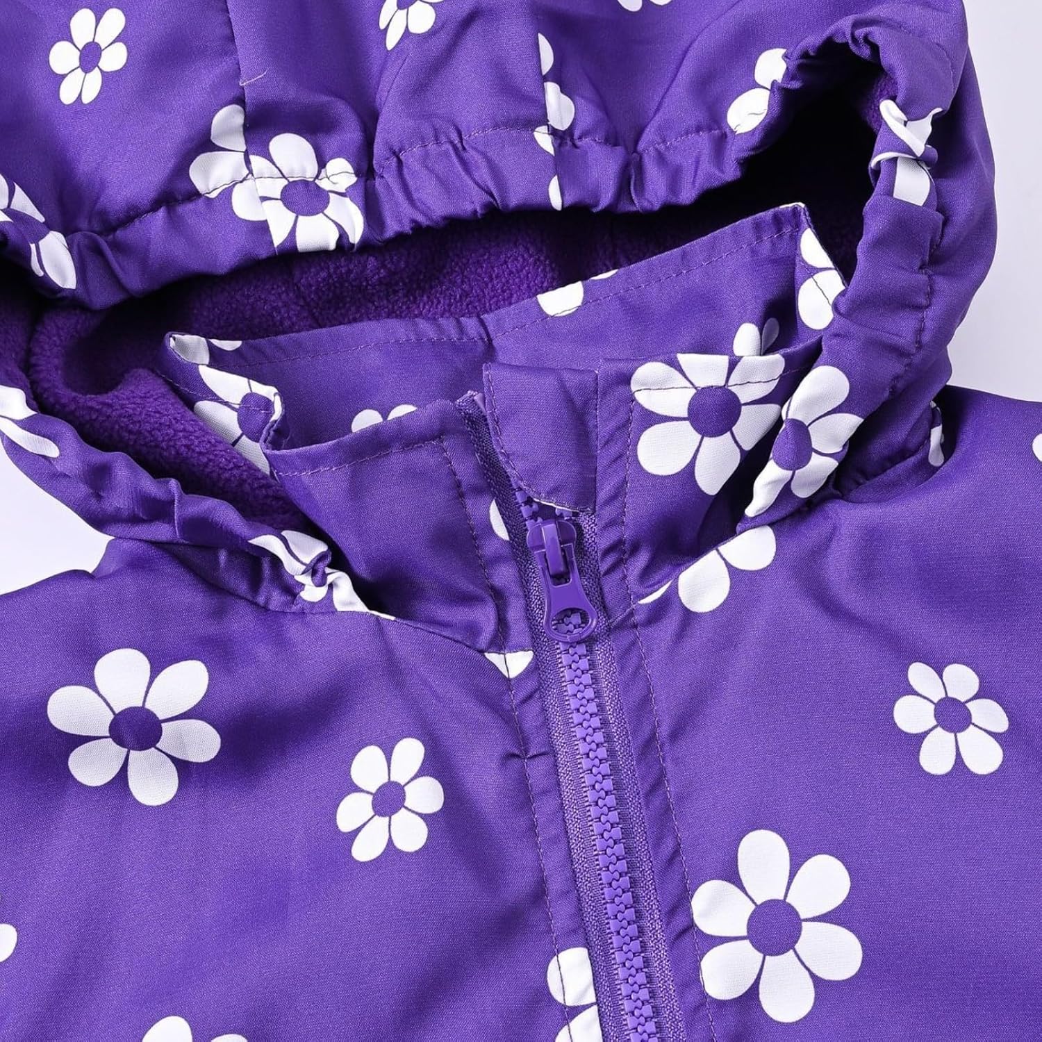 Girls Padded Coat With Pockets Hooded Fall Winter Windproof Outwear Fashion Flowers Print Long Jacket 4-9 Years