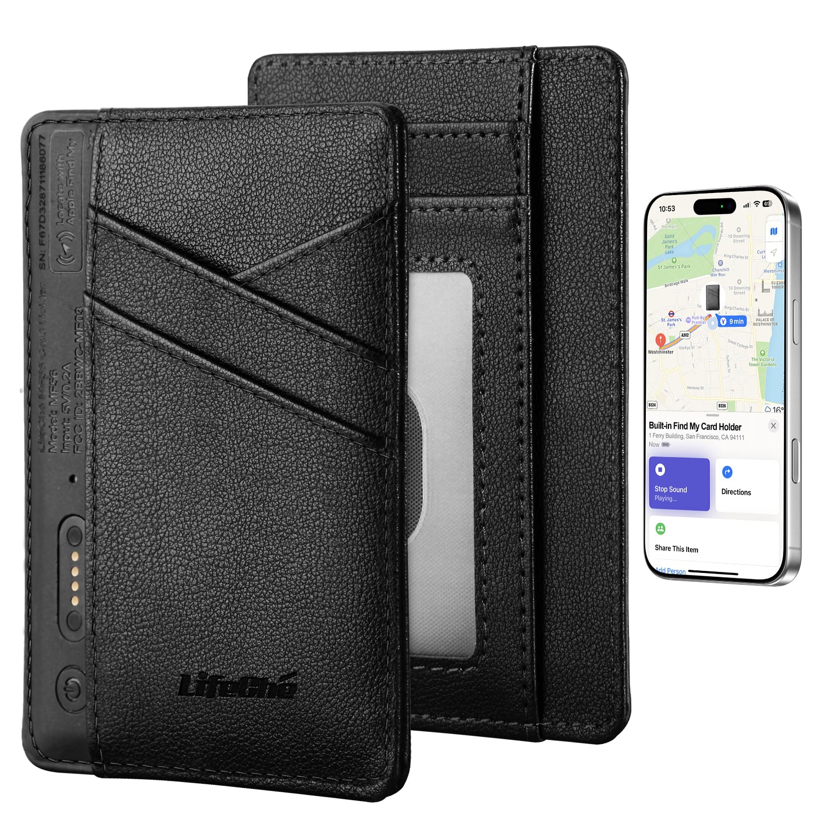 Card Wallet for Men Built-in Finy My Replacement for AirTag Wallet, Credit Card Holder Mens Slim Wallet, Premium Leather Front Pocket Wallet