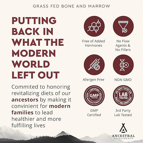 Miniatura 5 de Ancestral Supplements Suplemento de hueso y médula de res alimentado con pasto hueso piel salud bucal y suplemento de apoyo articular promueve el