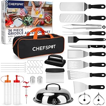 Commercial Chef Blackstone Griddle Accessories Kit - Flat Top Grill Accessories - Griddle Tools Utensils - for Breakfast Hibachi and Camp Chef Griddle - with Chef Spatula Set and Cleaning Kit - 36 PCS