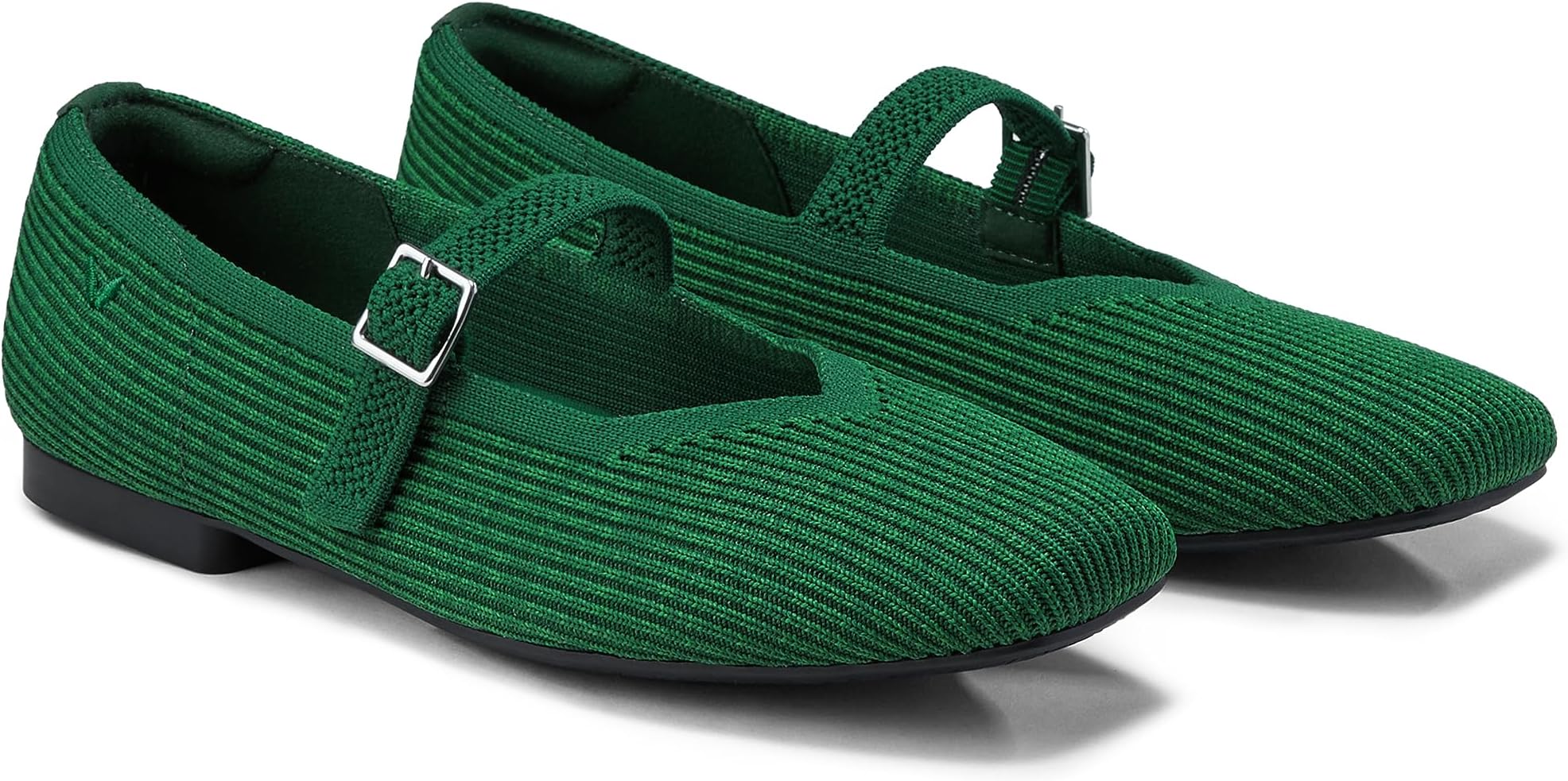 VIVAIA Margot Mary Jane Women Flat Shoes Slip on Square-Toe Washable Shoes Comfortable for Work with Arch Support Forest Green, 6-6.5