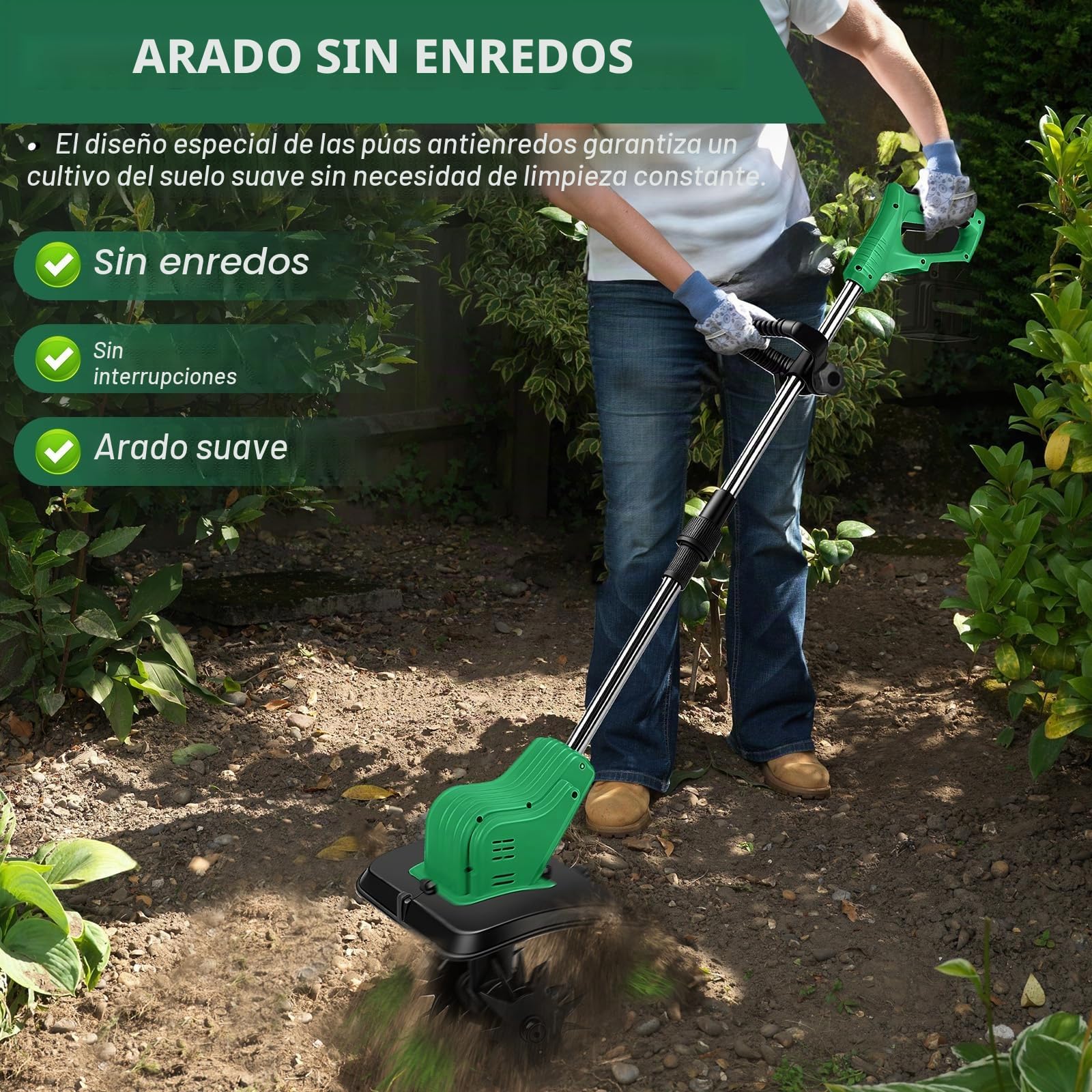 Motoazada para huerto, azada eléctrica, para Makita 18V batería, con Profundidad de Trabajo de 16 cm, Ancho de Trabajo de 30 cm, Velocidad de 300 RPM, Mango ergonómico, para Cultivo de jardín