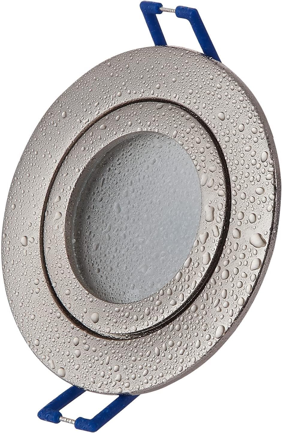 LED Einbaustrahler Edelstahl-gebürstet 5W warmweiß flach 230V – Einbauleuchte IP44 auch für Bad, Außenbereich – Bohrloch Ø65mm Badezimmer Decken-Spot Badeinbaustrahler (5er Set - Warmweiß)