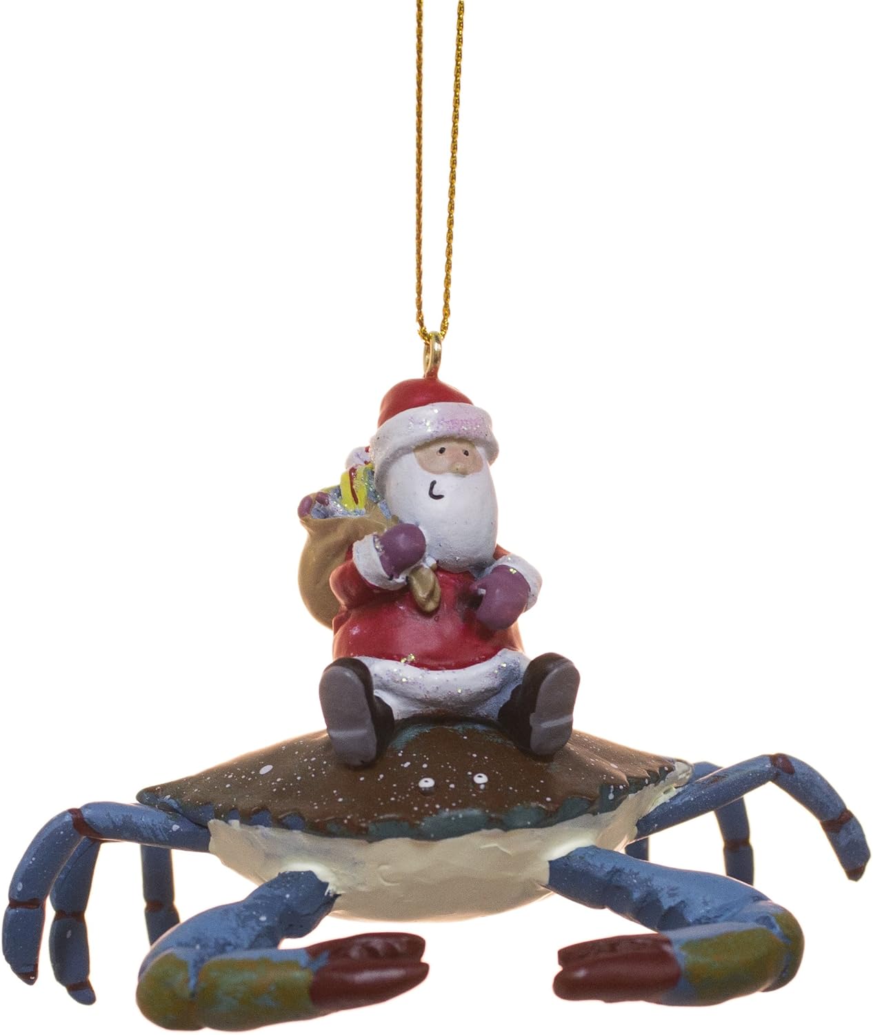 Cape Shore Santa Riding Maryland Blue Crab Christmas Holiday Ornament, 3-inches, Resin