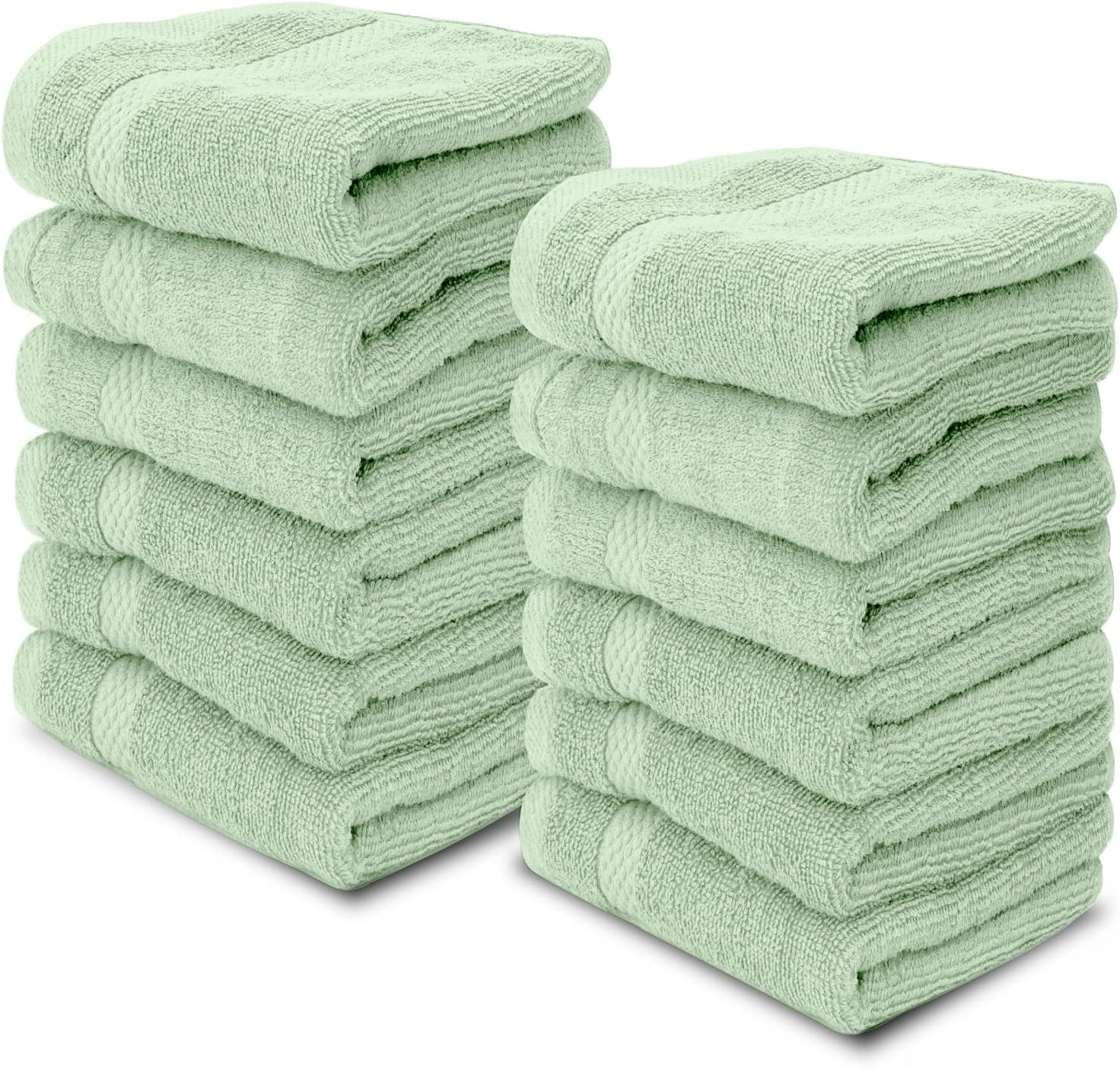 White Classic Luxury Washcloths for Bathroom-Hotel-Spa-Kitchen-Set – Circlet Egyptian Cotton – Highly Absorbent Hotel Quality Face Towels – Bulk Set of 12-13×13 Inch (Lt Green) White Classic Luxury Washcloths for Bathroom-Hotel-Spa-Kitchen-Set – Circlet Egyptian Cotton – Highly Absorbent Hotel Quality Face Towels – Bulk Set of 12-13×13 Inch (Lt Green)