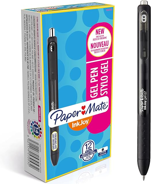 Paper Mate InkJoy Gel Pens | Medium Point (0.7mm) | Black | 12 Count