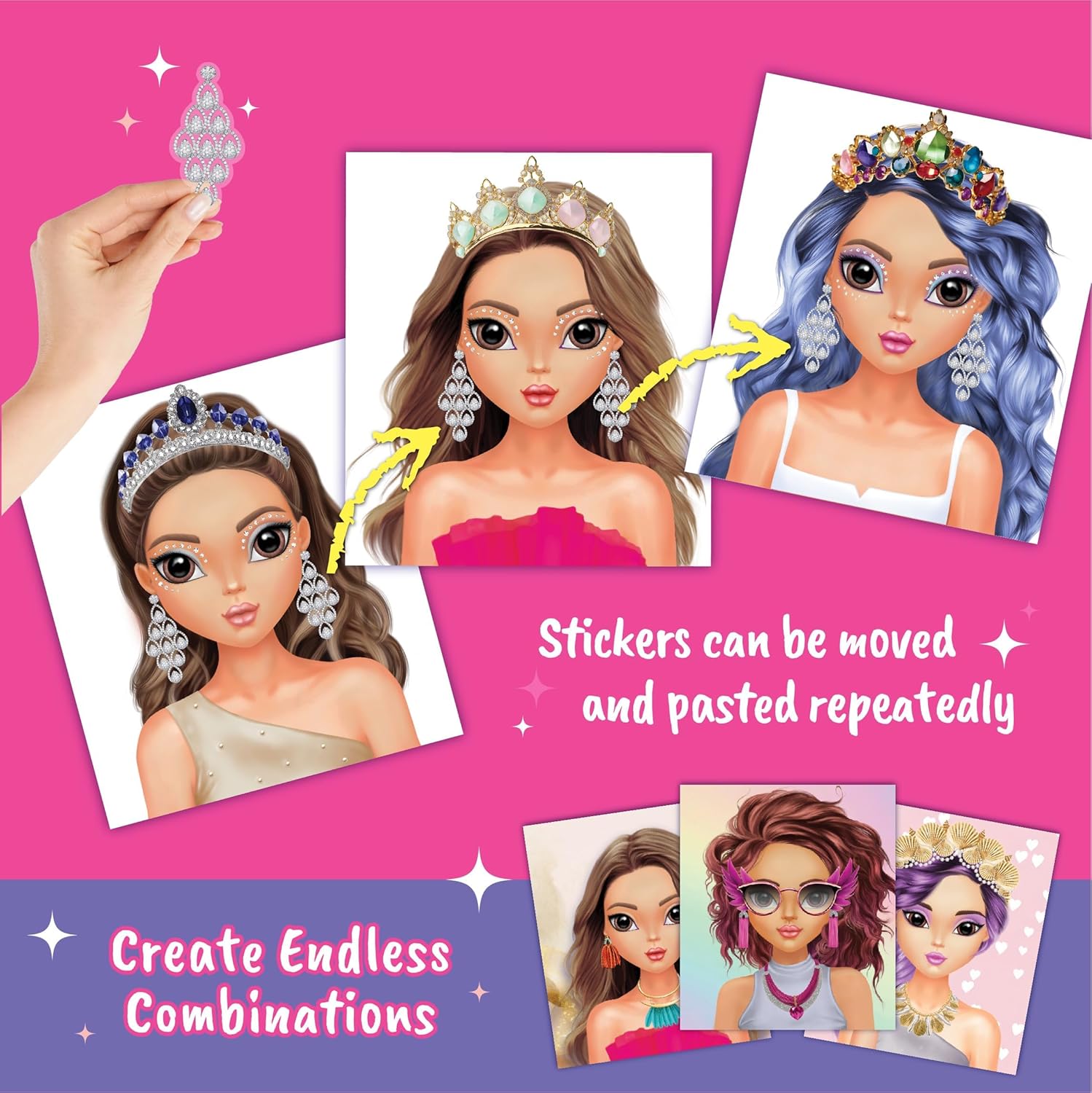 BSCOOL Sticker Stylish Dress up Jewelry. Sticker Activity Book for Kids. Learn Girls Fashion Design with Stickers and Guides for Kids 5 and up with 250+ Reusable Stickers. Easter Gift for Girls