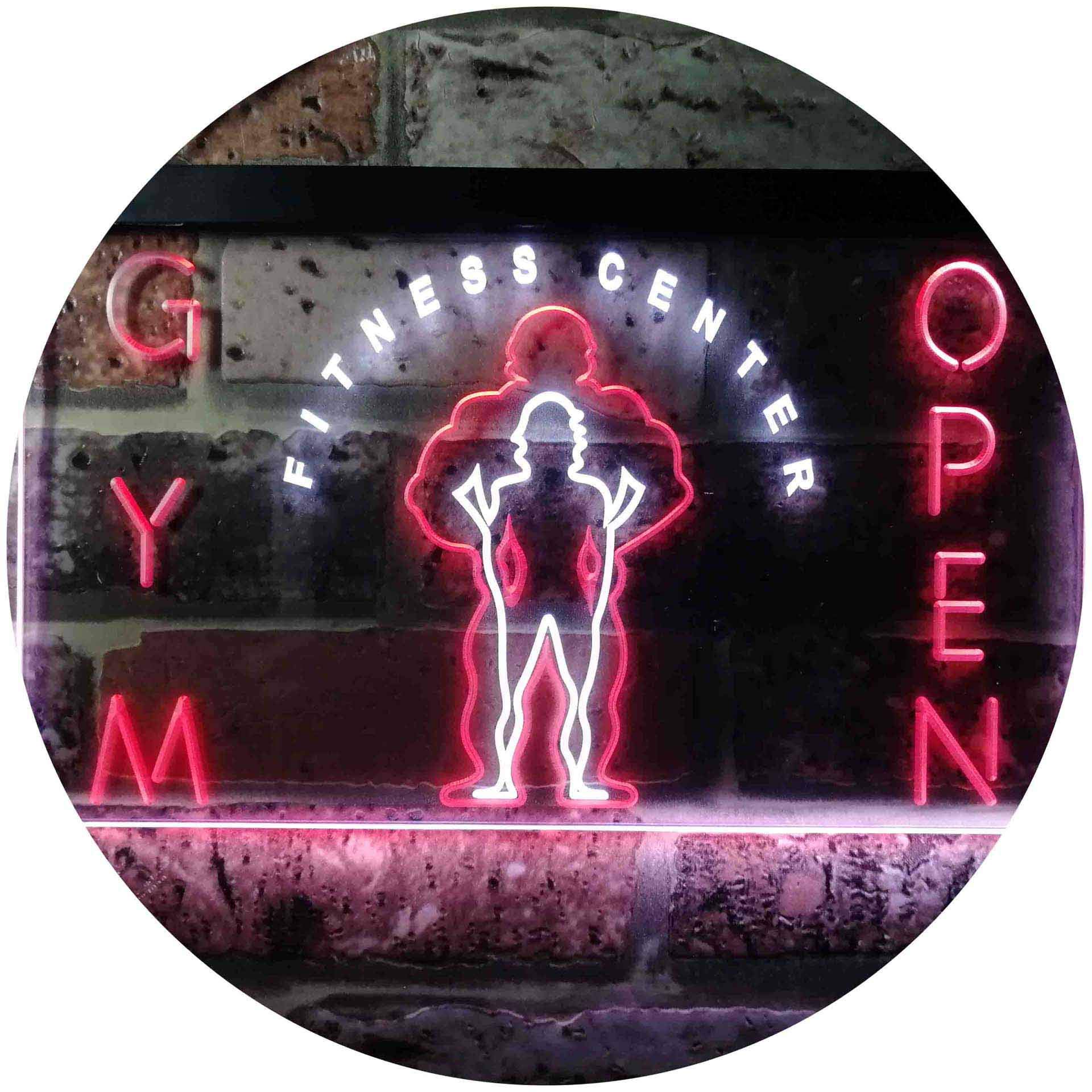 ADVPRO Gym Fitness Center Open Dual Color LED Neon Sign White & Red 600 x 400mm st6s64-i0321-wr