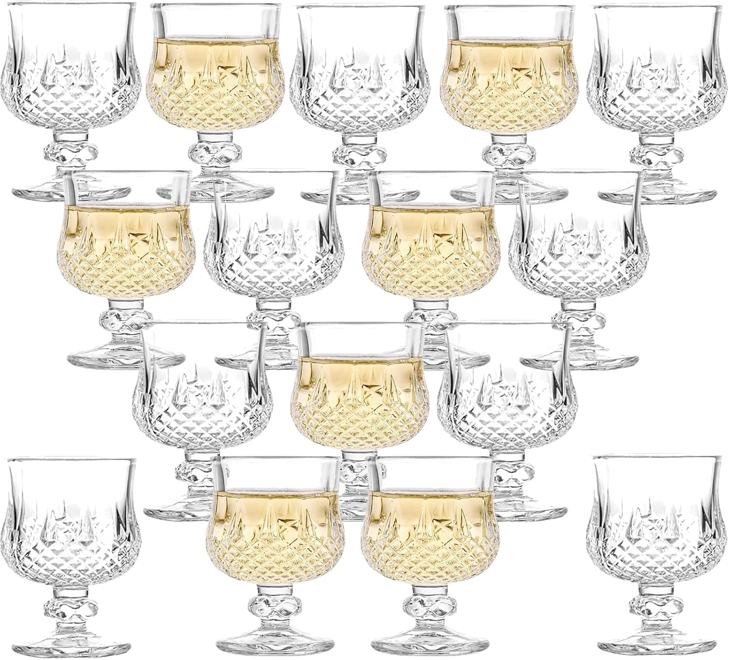50ML Fancy Shot Glasses Sherry Glasses | Cordial Glasses Limoncello glasses (16, Small-Diamond)