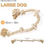 Fida Jouets à corde pour chien pour gros / moyenne-agressive Chewers, Tough Coton Chew Toy, 3 Pieds 5 Nœuds Indestructible, Tug of War Chien Tire de dents Nettoyage