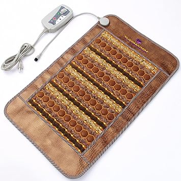 ThermoGem Infrared Heating Pad with Amethyst, Tourmaline & Jade - Natural Crystals Flexible Biomat for Pain Relief, Relaxation & Wellness, Medium 20W x 32"L Negative Ions & Far Infrared Heat Therapy
