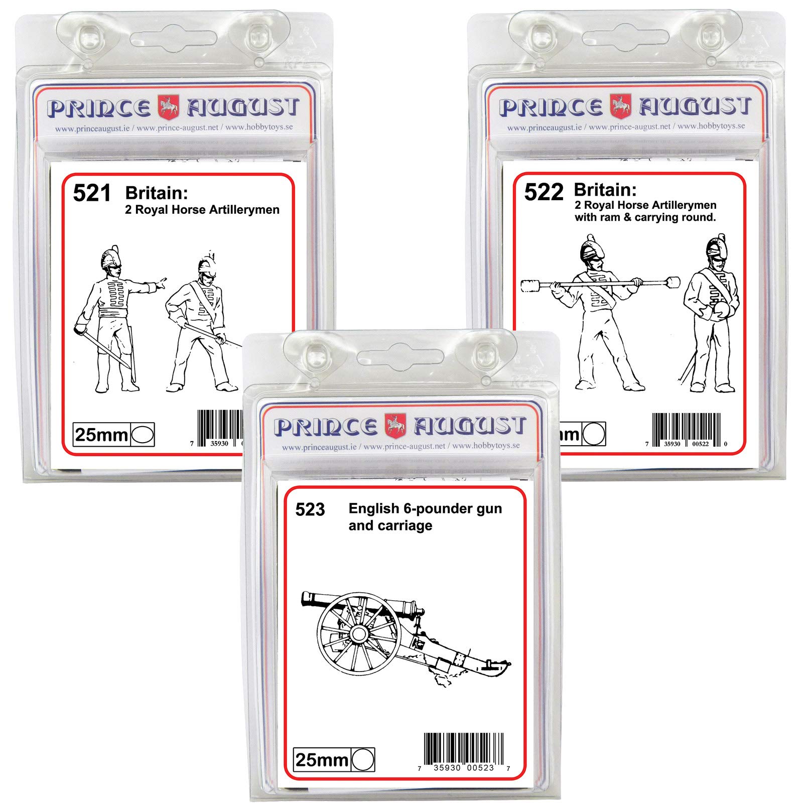 Prince AugustHobby Casting Moulds - British Artillery Crew and Cannon 3 Pack