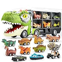JOYIN 13 Pcs Dinosaur Toy Car Transporter for Kids, con 12 veicoli dinosauro retrattili