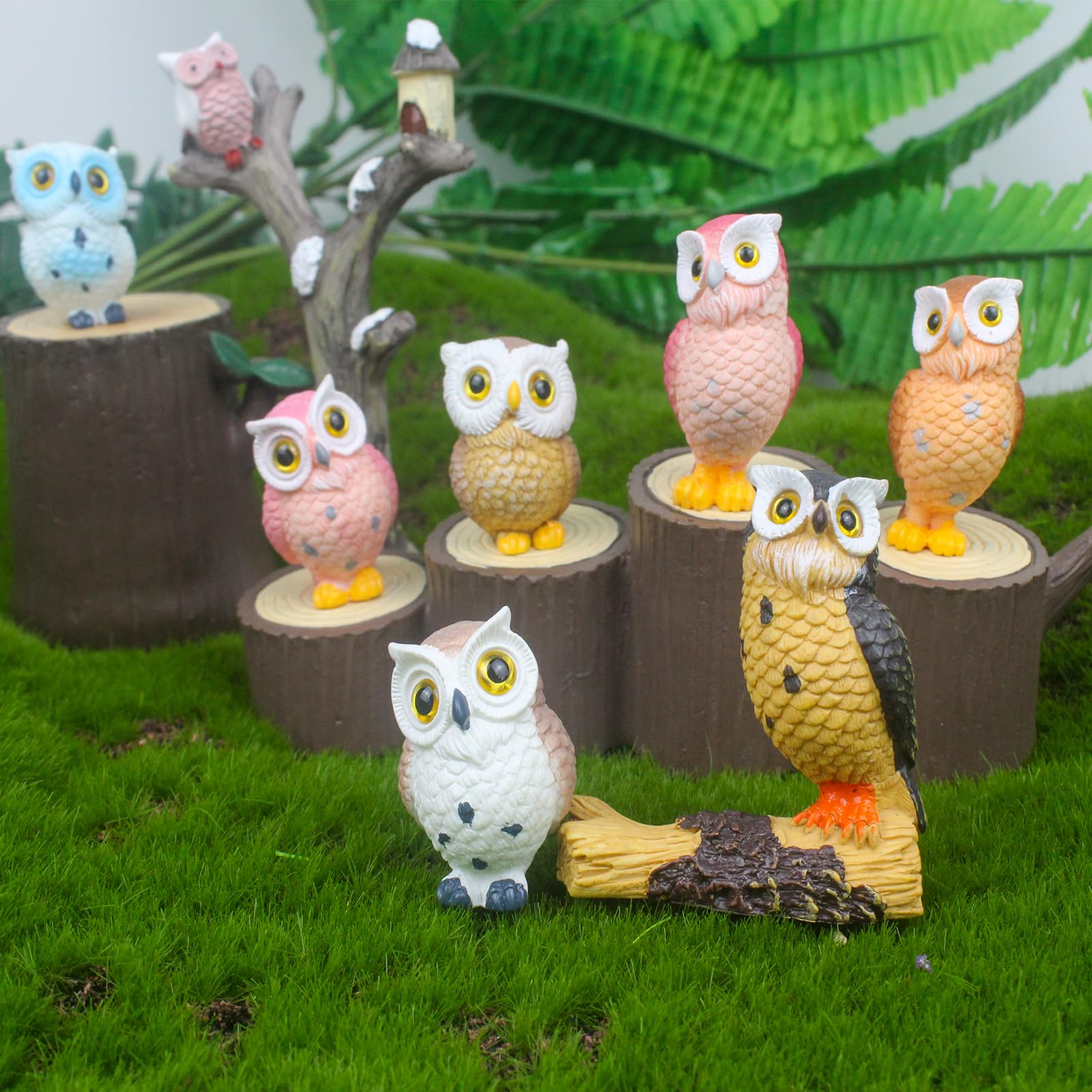 Amazon.co.jp: Refintural 樹脂製ミニフクロウ7点セット - フクロウの 