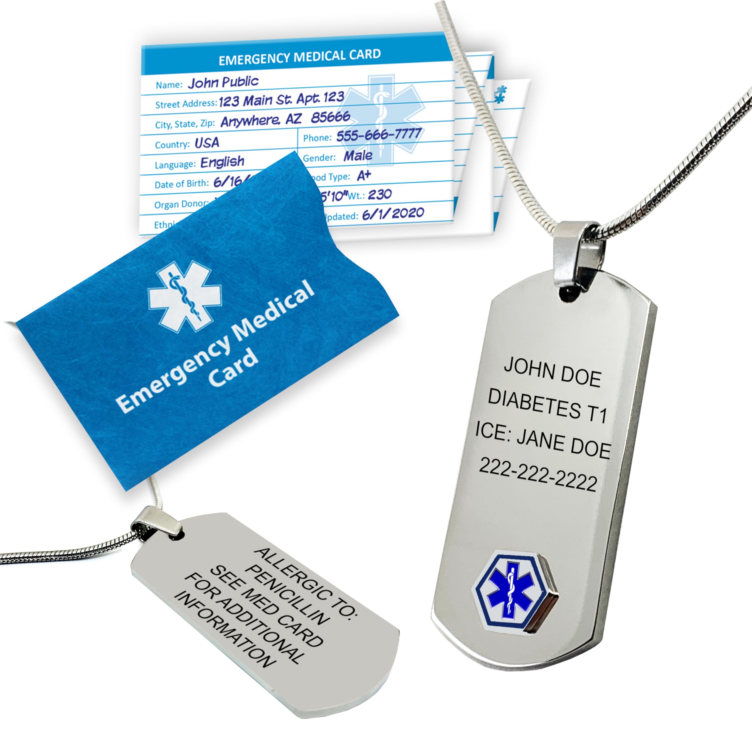 Medical Alert ID Anodized Titanium Dog Tag