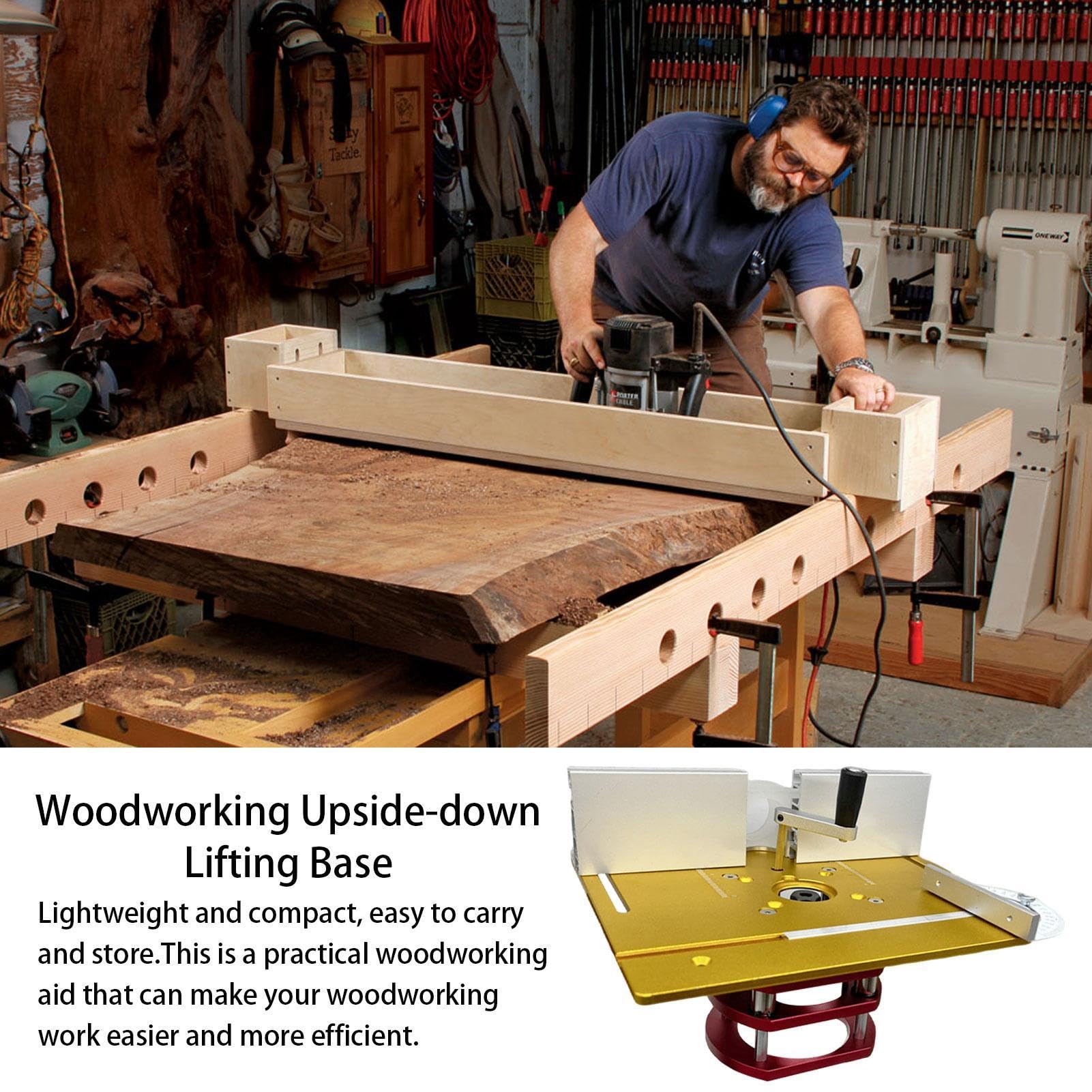 Elevador para Mesa de Fresadora Antióxido Con Escala Clara Y Práctico | Placa Base De Inserción Para Sierra Mesa Máquina Grabadora Para Madera, Recortadoras Pequeñas, Motores Y Elevación Mesa