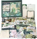 Draupnir Vintage Aesthetic Scrapbook Kit(346pcs), Bullet Junk Journal Kit with Journaling/Scrapbooking Supplies, Stationery, A6 Grid Notebook with Graph Ruled Pages.DIY Gift for Teen Girl Kid Women.