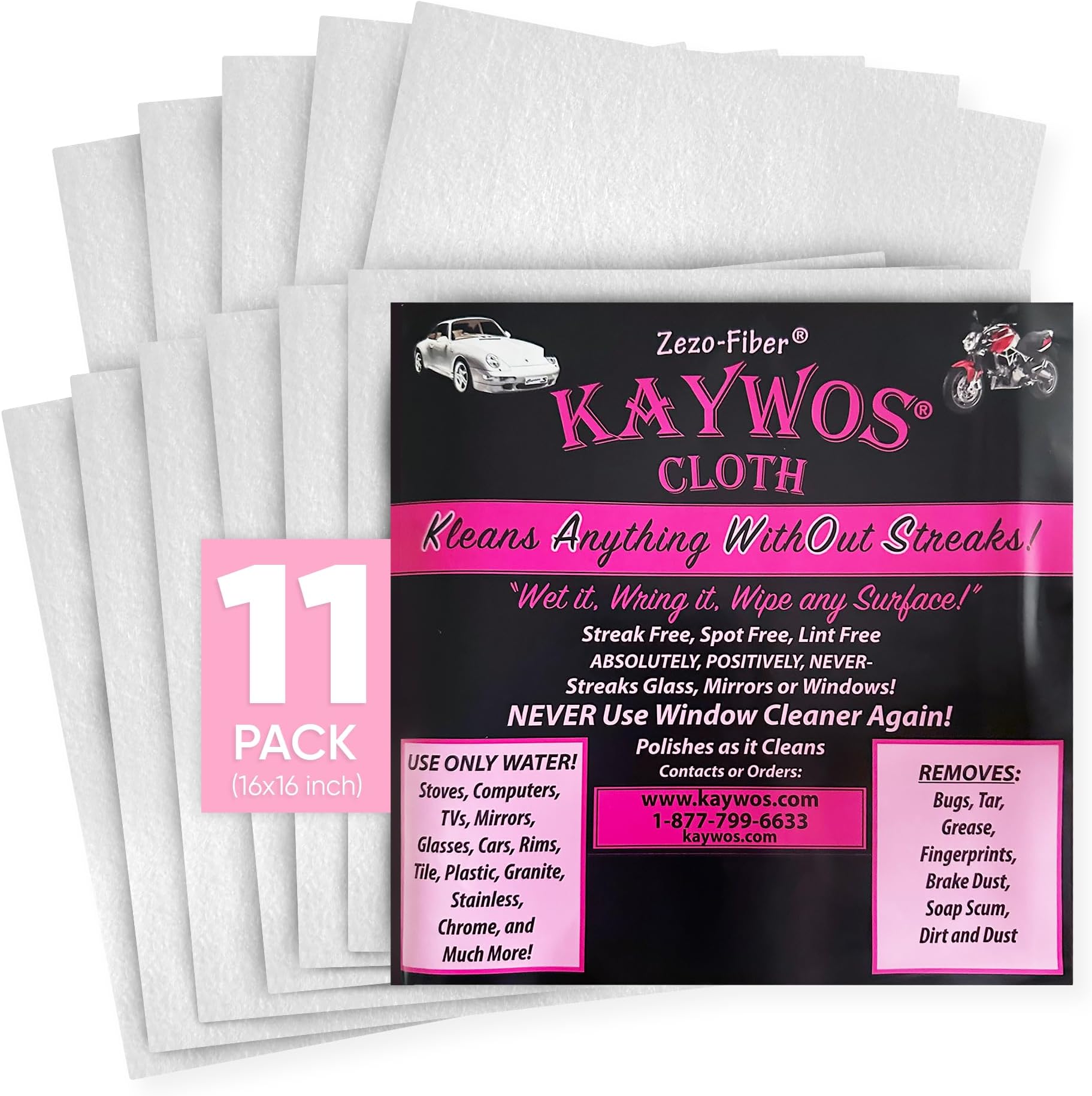 Zezo-Fiber Microfiber Cleaning Cloths - Highly Absorbent Premium Towels for Cars, Kitchen, Glass, and Automotive Surfaces Soft Lint-Free Reusable Multipurpose Cleaning Rags,11 Pack