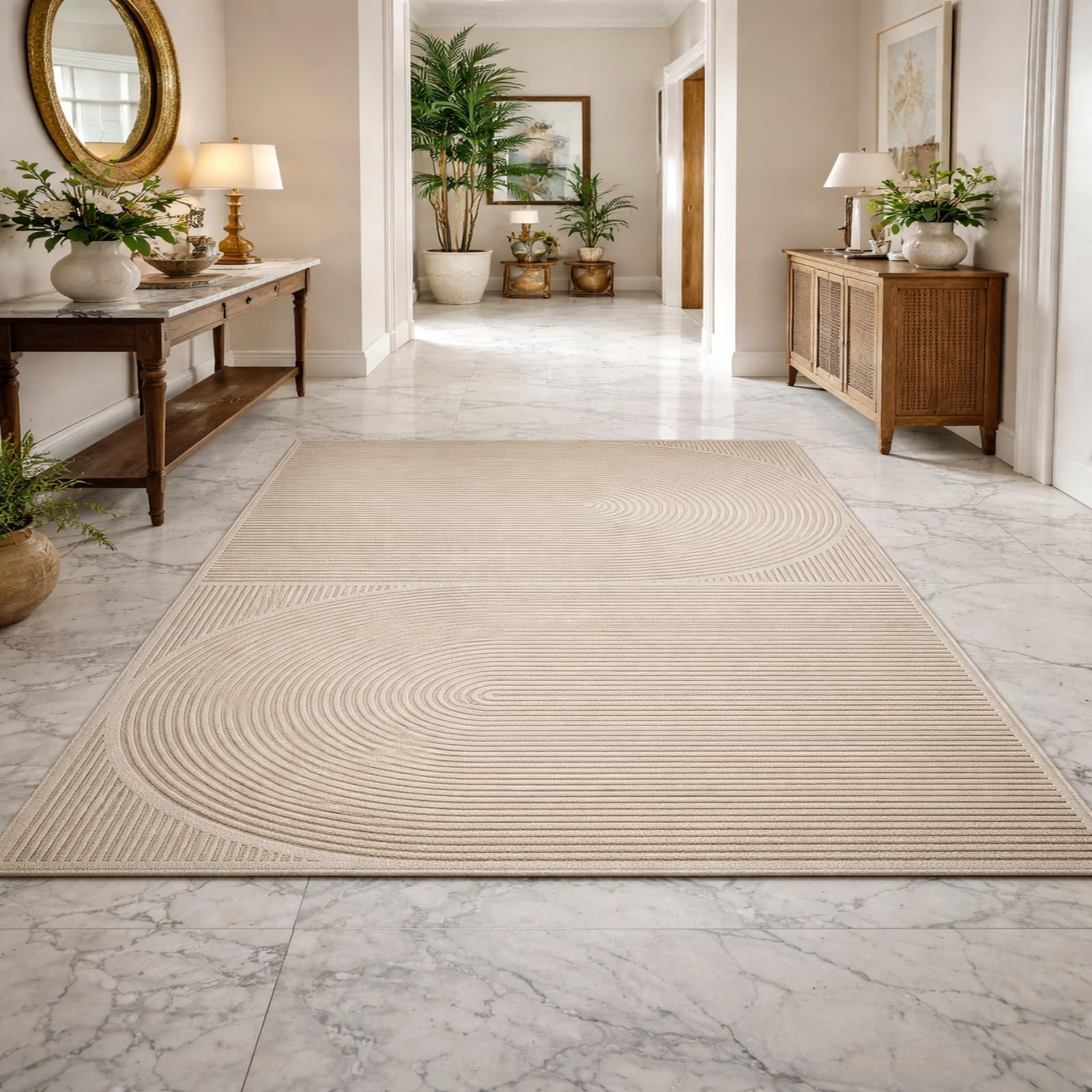 Tapis lavable 120x180 cm salon et chambre tapis géométrique gris