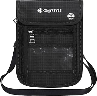 OMYSTYLE Neck Wallet, RFID Passport Holder for Travel, Adjustable Neck Strap, Waterproof Neck Pouch