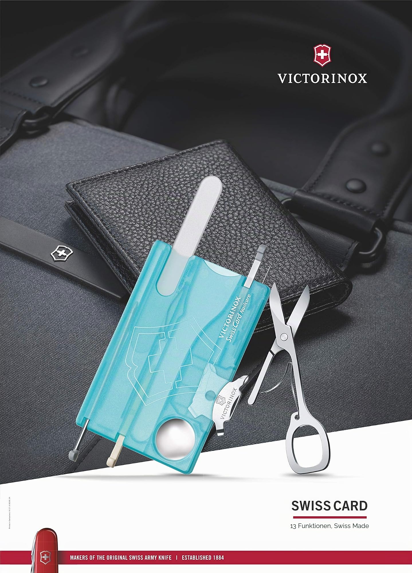 Victorinox Swiss Card Nailcard mit Wunschdruck I Geschenk für Frauen I Geschenke zum Geburtstag I Schweizer Taschenmesser personalisiert 13 Funktionen