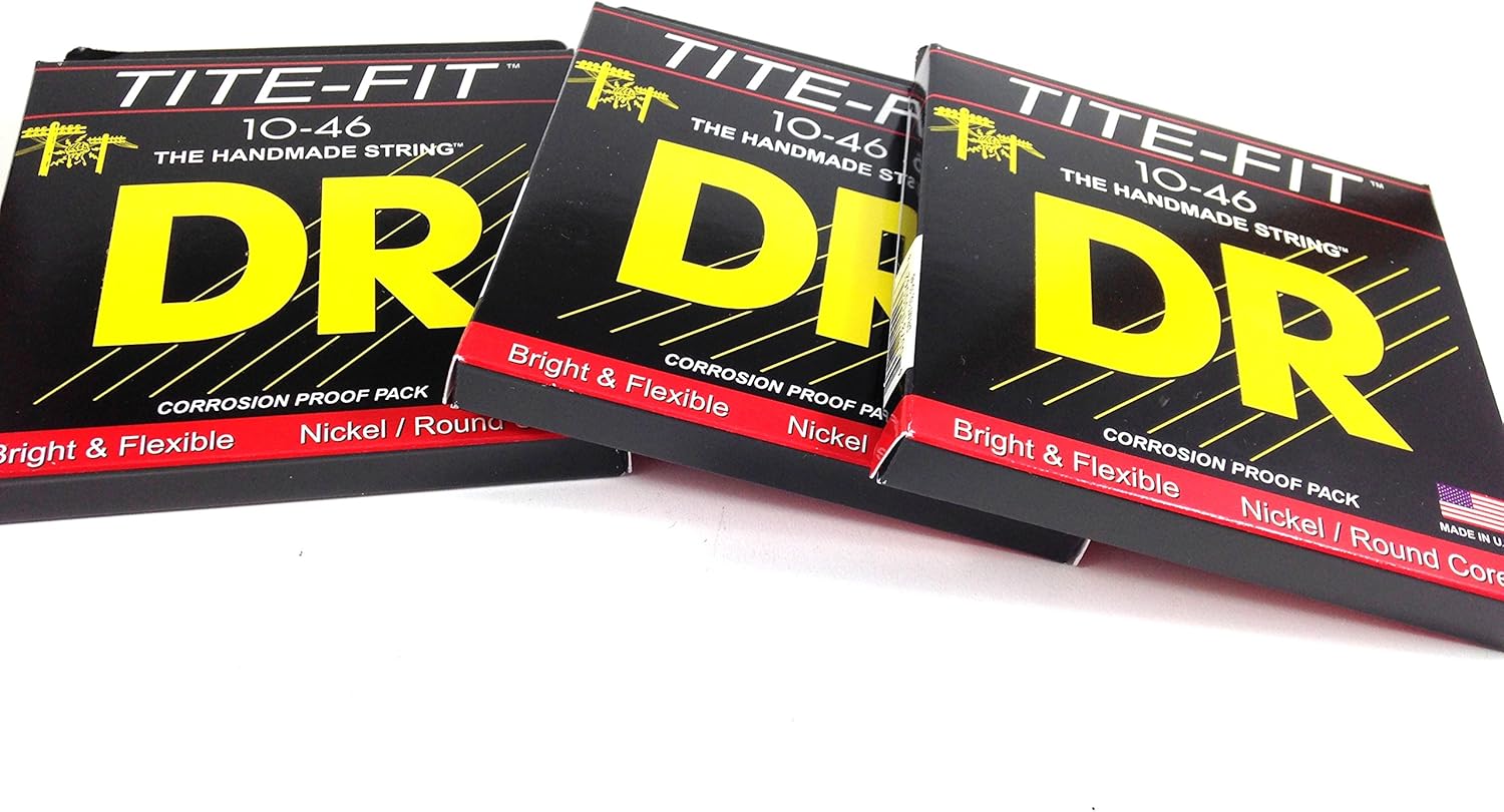 DR Guitar Strings Electric Tite-Fit 3 Pack 10-46 Medium Handmade USA