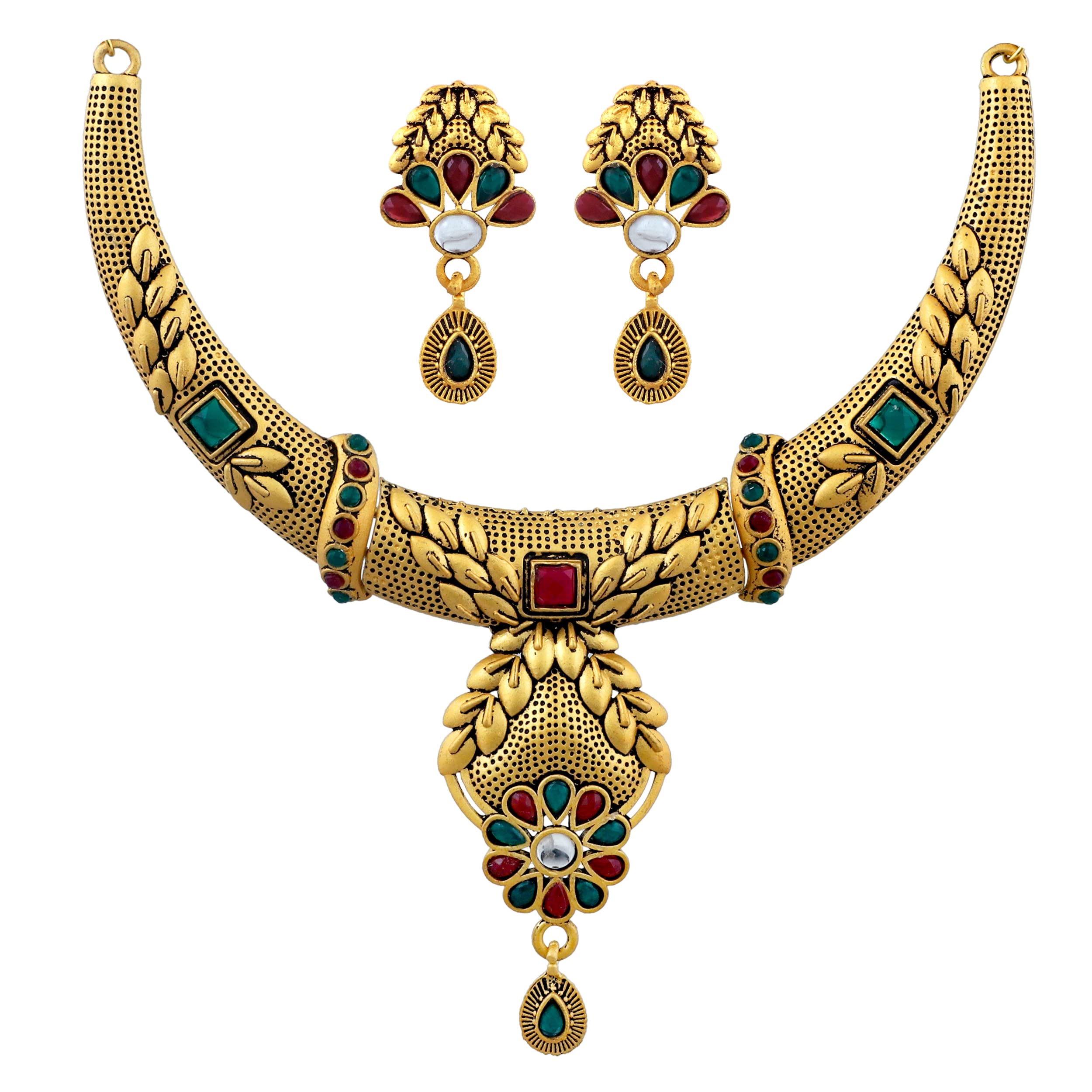 Mansiyaorange Antique Gold Red Green Choker Necklace Jewelery Set/Imitation/Jualry Set/Jwellry Set/Jewellery Set For Women (B0BG1S1ZF1) Amazon Price History, Amazon Price Tracker