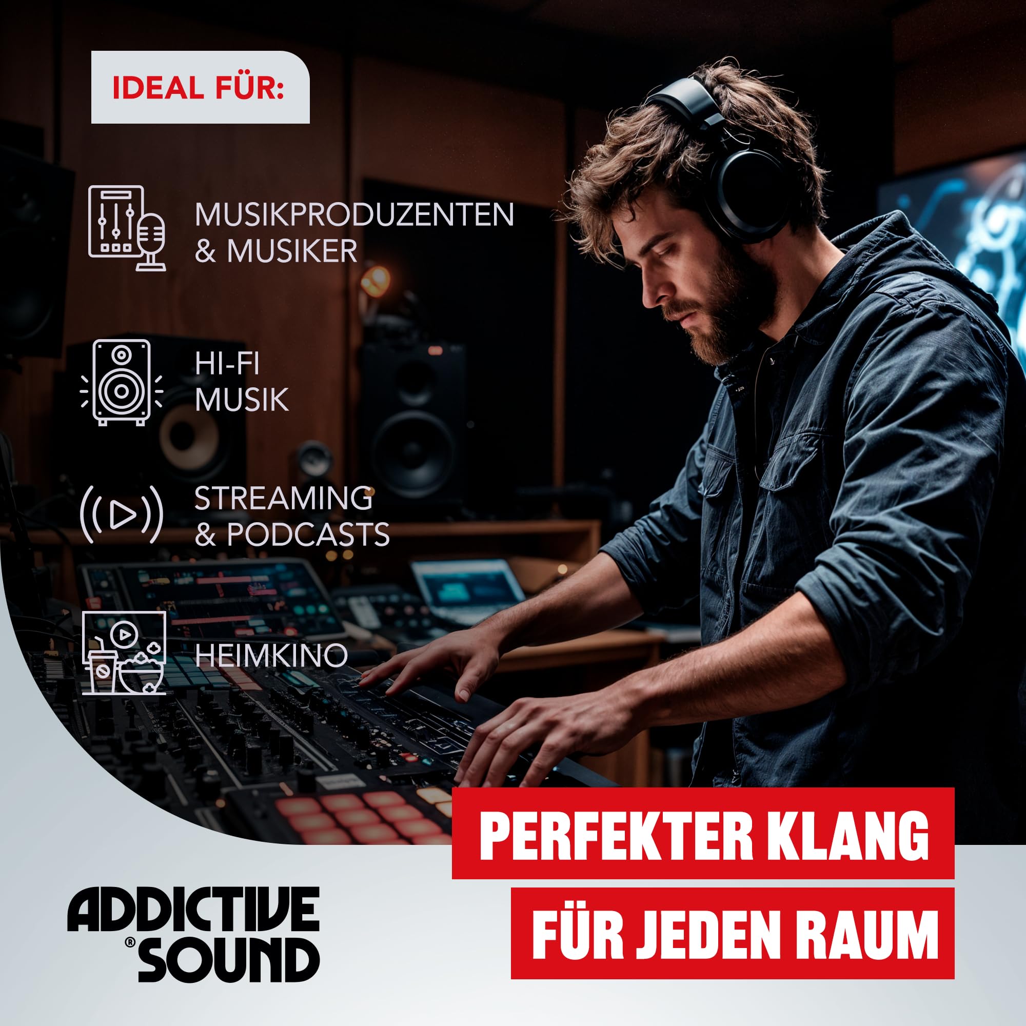 Addictive Sound Schallabsorber Wand Premium, Studioqualität-Akustikpaneel mit Akustikwolle, Klasse A Schallabsorption, EU-produziert, Montageset Wand/Decke, 100x50x11 cm, 8 kg, Anthracite