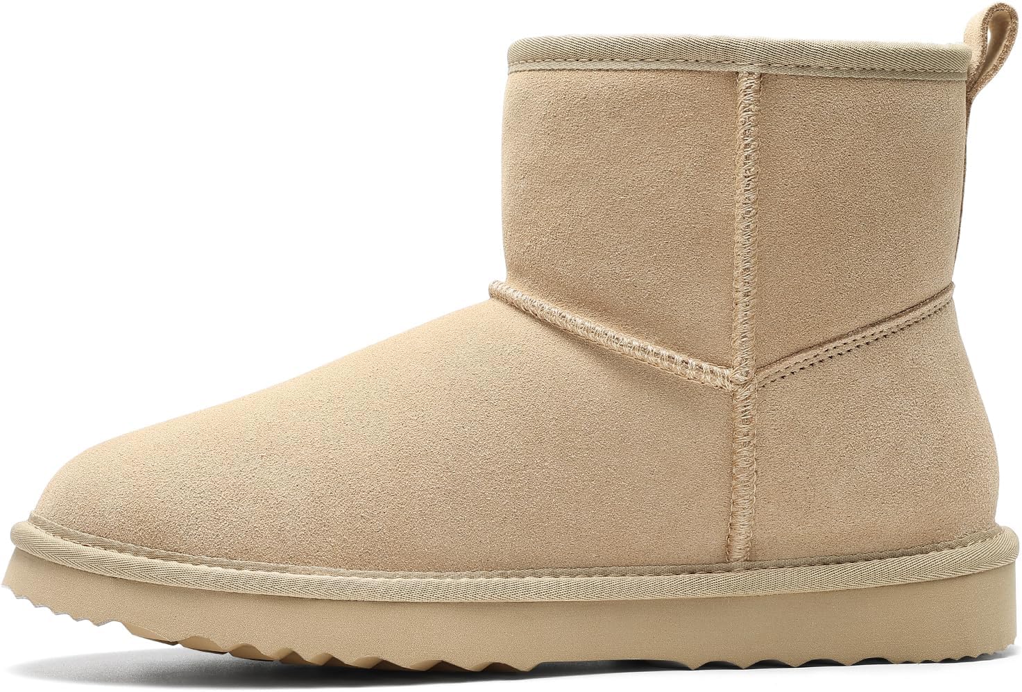 Litfun Genuine Suede Mini Boots for Women Winter Warm Fuzzy Boots Comfort Snow Boots with Fur Lined, Sand EU, 40 - Image 3