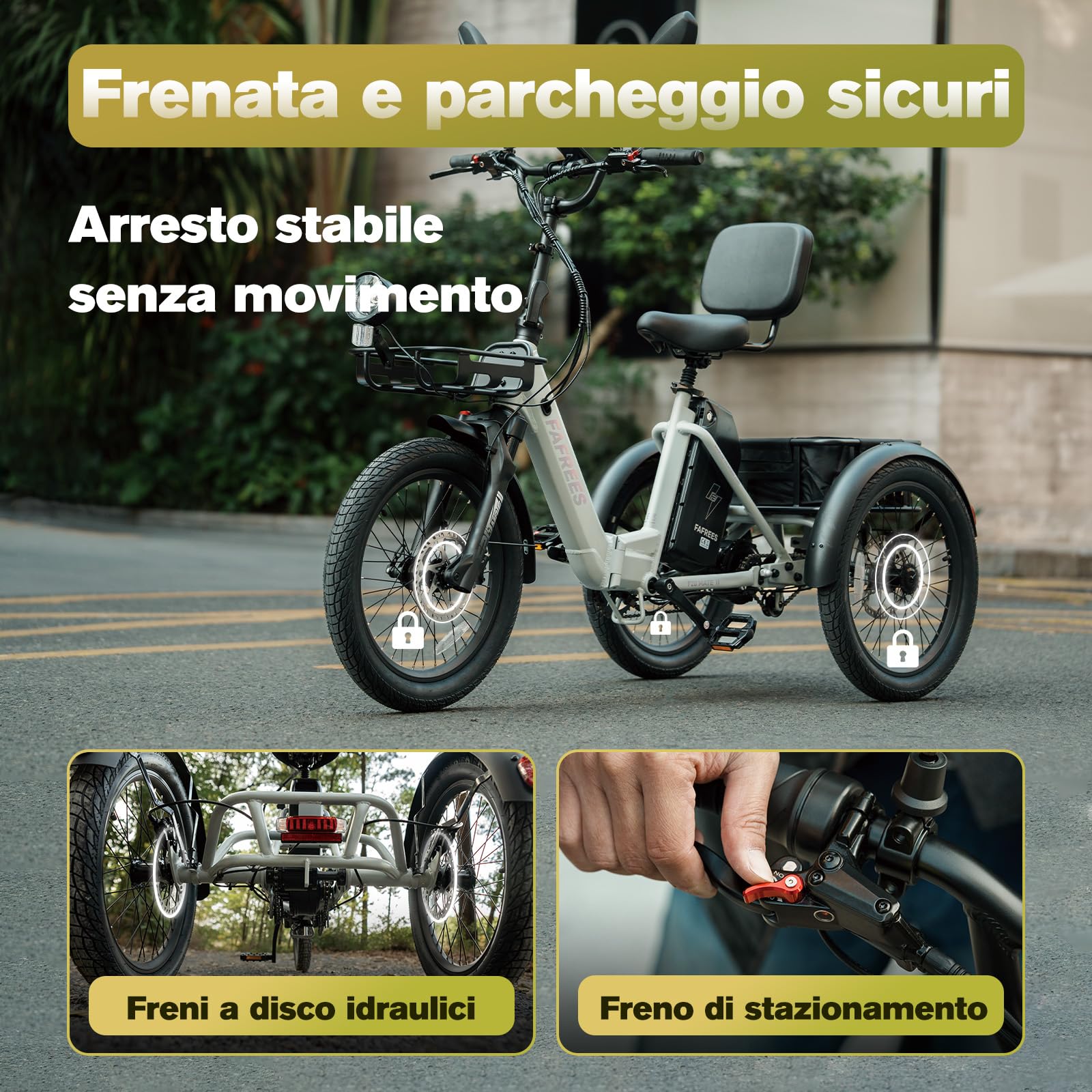 Fafrees Triciclo Elettrico per Adulti e Anziani Rimovibile Batteria 48V 21Ah E-Bike a 3 Ruote Pieghevole, Sensore di Coppia, Carico 180kg, Specchietti, Freni Idraulici e Frecce