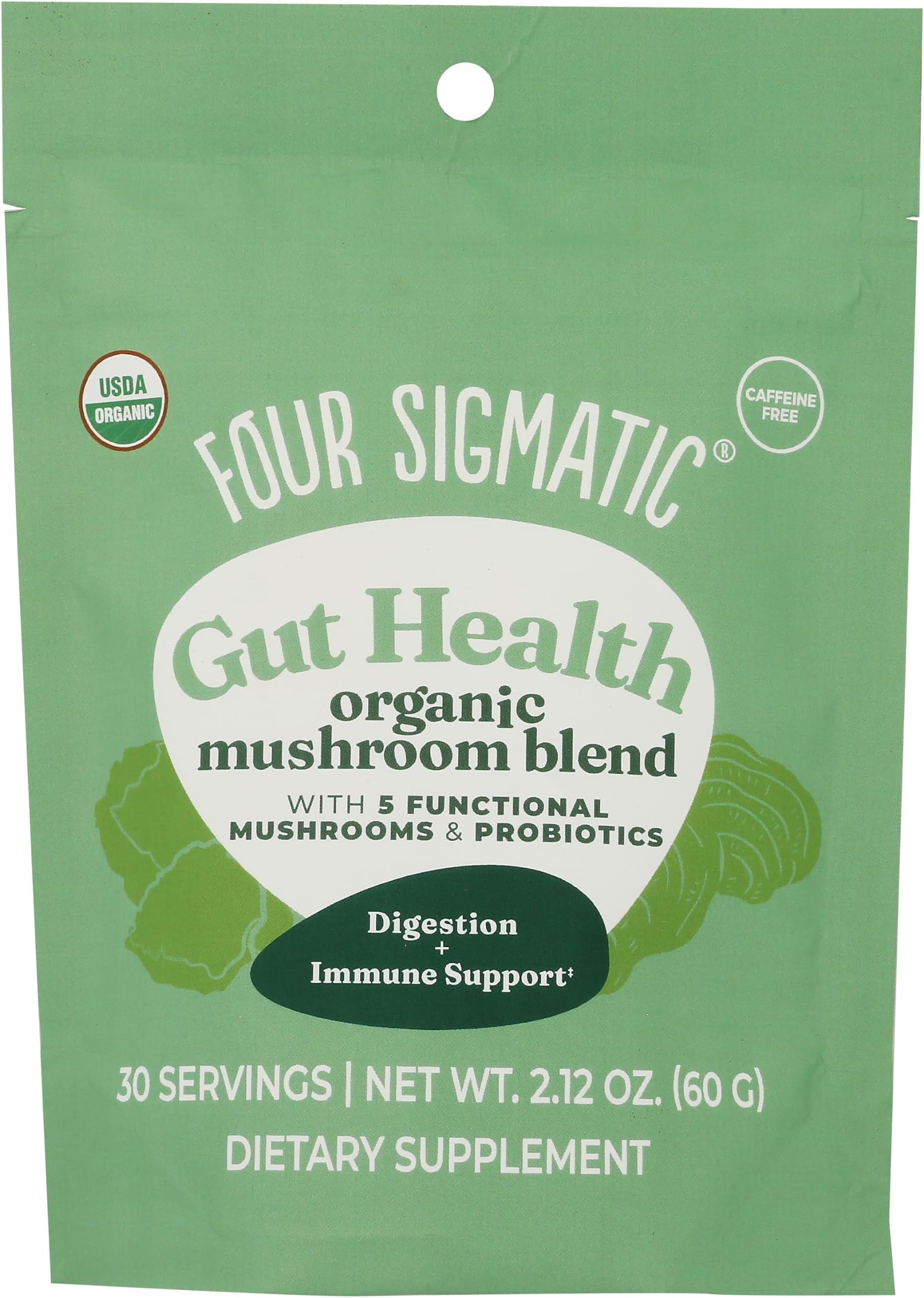 Four Sigmatic Gut Health Mushroom Blend | Organic Mushroom Powder Complex with Turkey Tail, Lion’s Mane, Cordyceps, Chaga, Probiotics and More | Natural Immune Support Supplement | 30 Servings