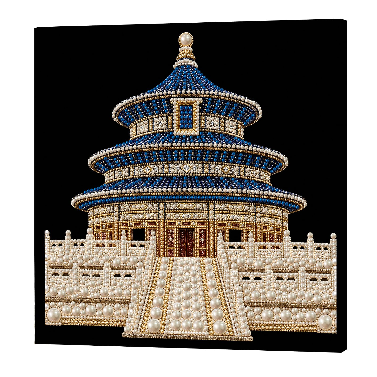 POETRYDRAW Temple of Heaven DIY Pearl Painting Kit for Adults/Beginners Gift Home Wall Decor Pearl Gem Paintings Picture Arts Craft with Frame 30x30cm (Temple of Heaven)