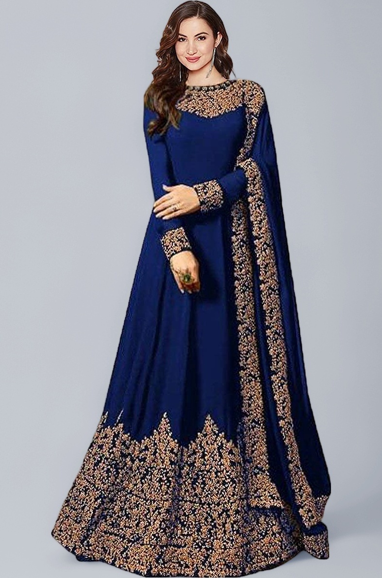 PristiveFashionHub Women's Codding Long Anarkali Dress Material Gown With Duppta(Free Size)
