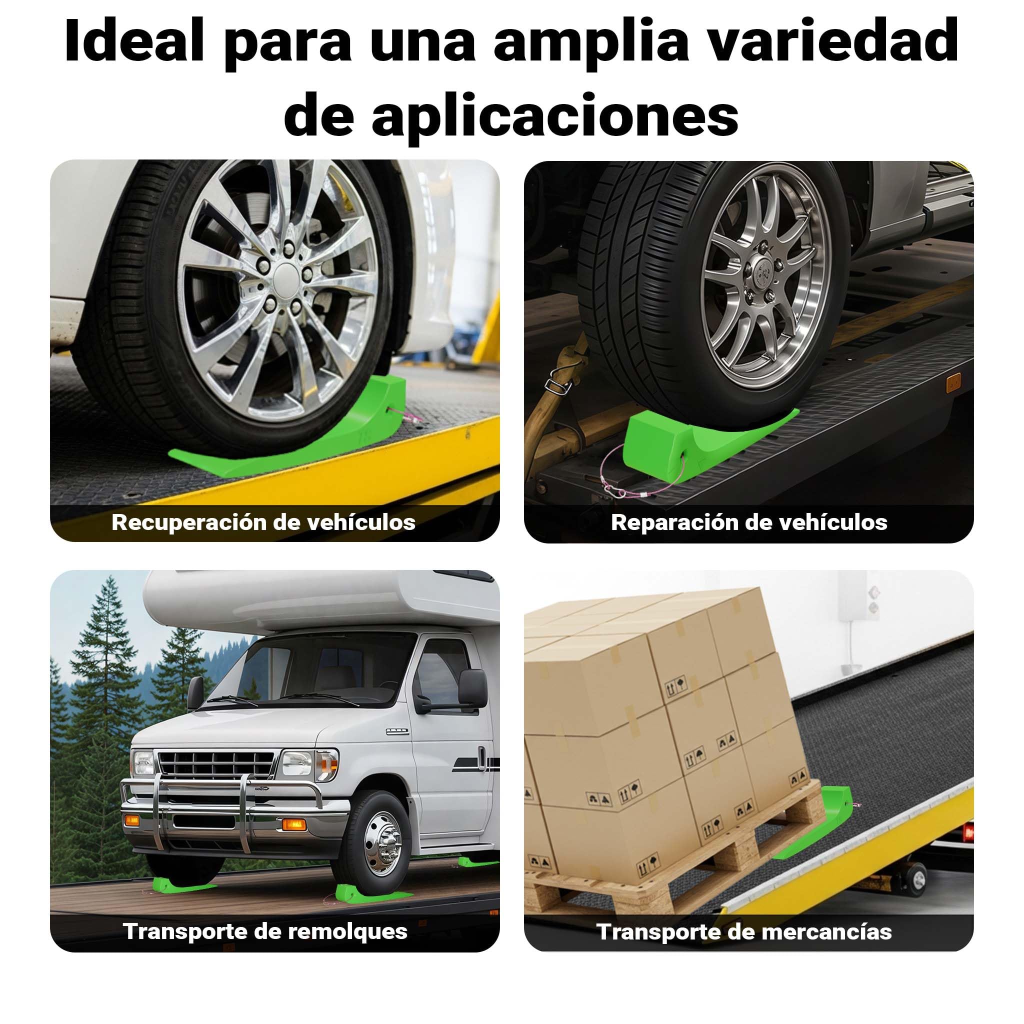 Wiltec Set 4 cuñas deslizantes ayuda de carga para servicio de remolque de hasta 1814 kg por cuña, cuñas de tracción fabricadas en HDPE, ideales para grúas, transportadores de coches, rampas de carga