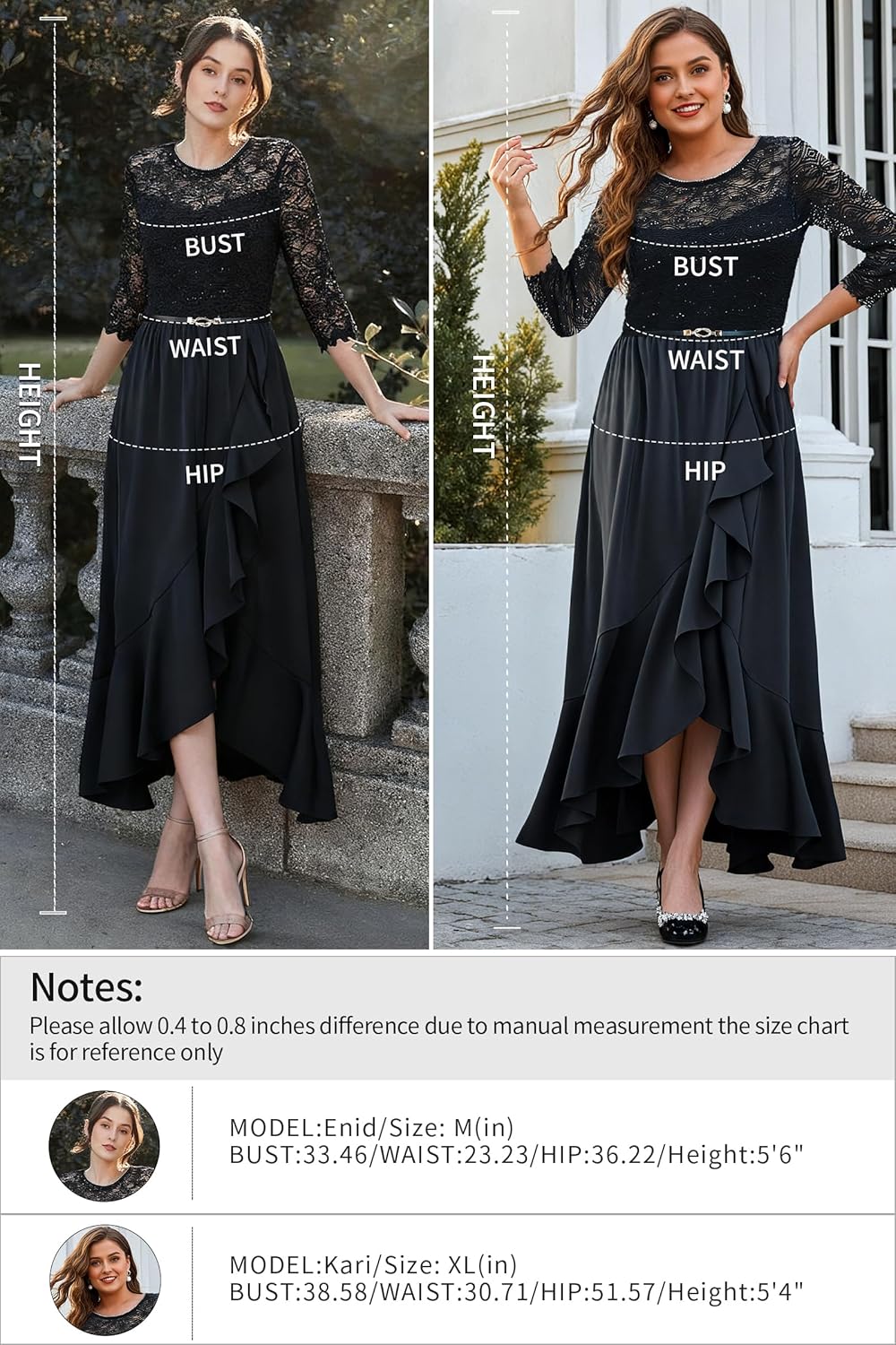 Women's Black Lace Cocktail Dresses, Long Sleeve Autumn Wedding Guest Dress for Banquet Parties and Vacations - Image 6