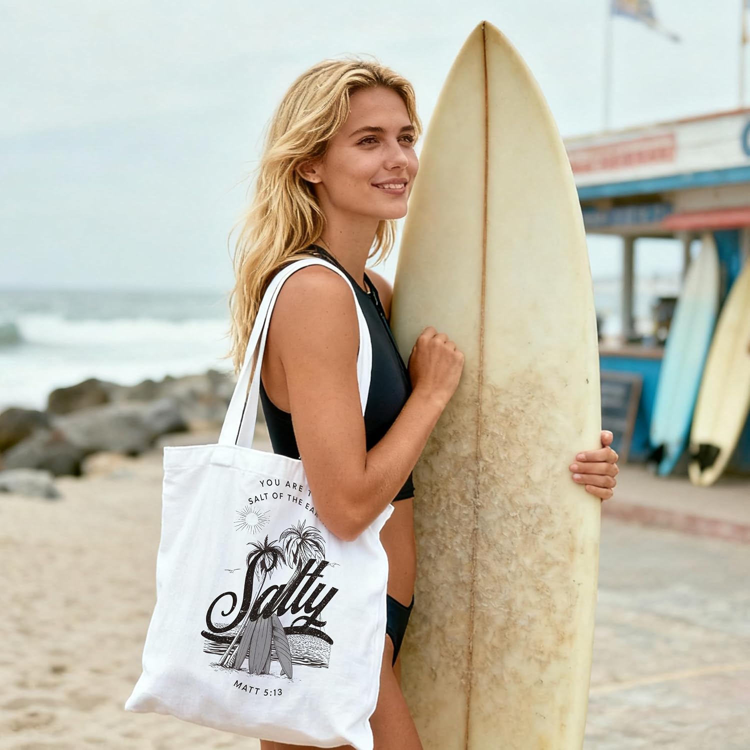 Canvas Tote Bag for Women, Wide Comfortable Strap, Lightweight Eco-Friendly Beach & Shopping Tote image 2
