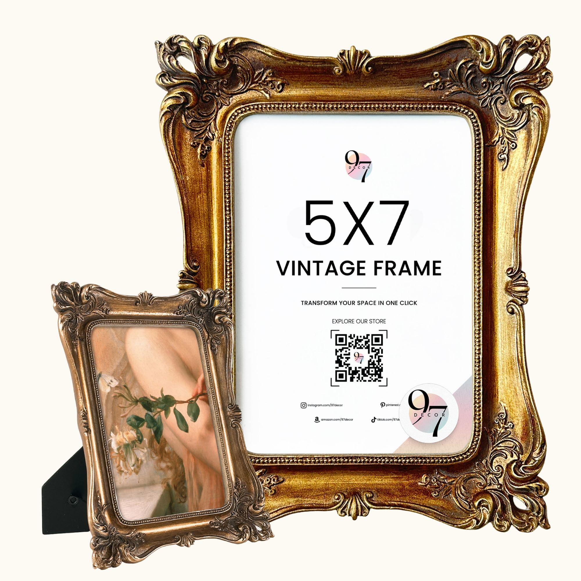Amazon.com - 97 Decor Vintage Picture Frames 5x7 - Bronze Gold