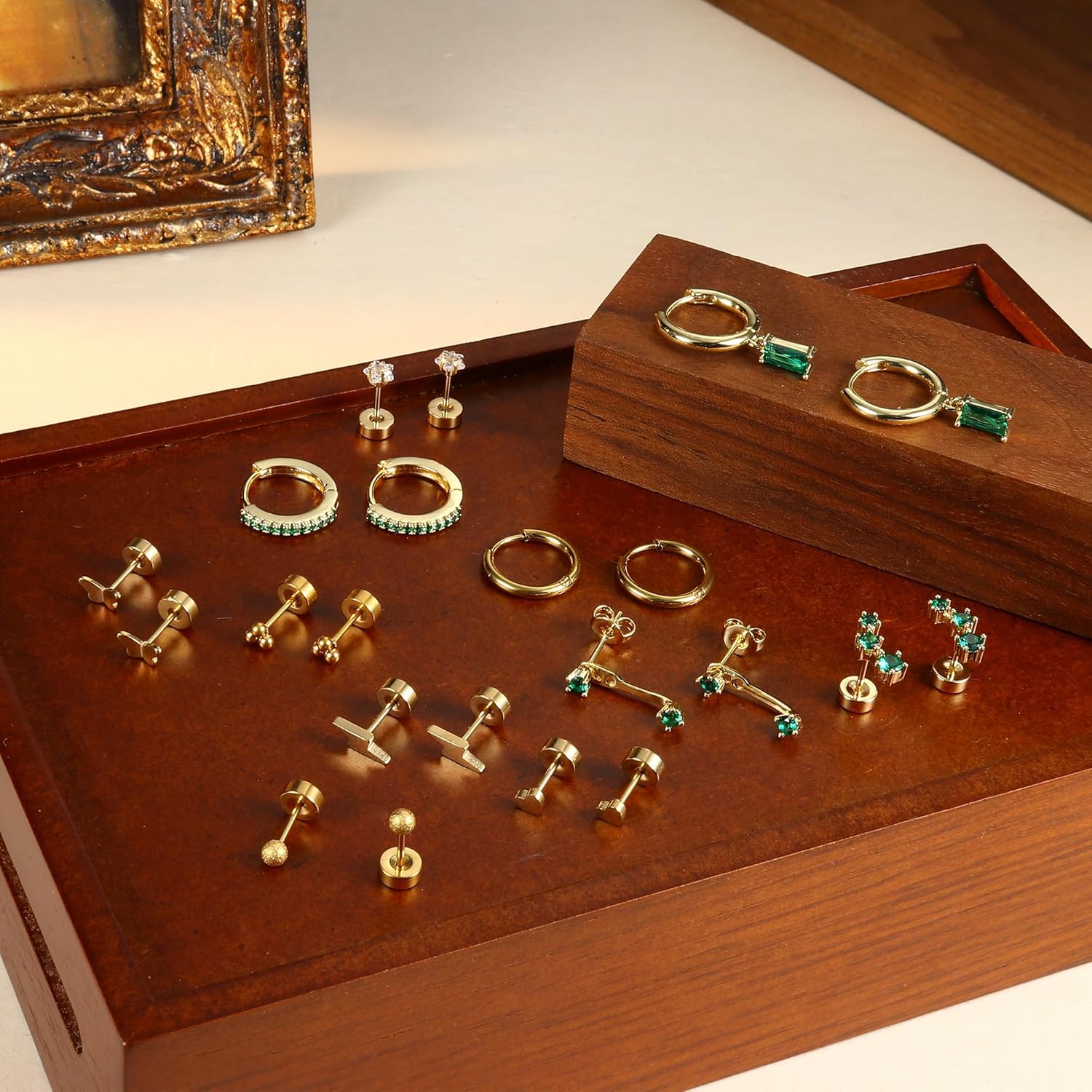 SAILIMUE Hypoallergenic Flat Back Earrings Gold Earrings Stacks Set Surgical Stainless Steel Cartilage Earring for Women Dainty Flatback Stud Small Hoop Earring Sets for Multiple Piercing - Image 6