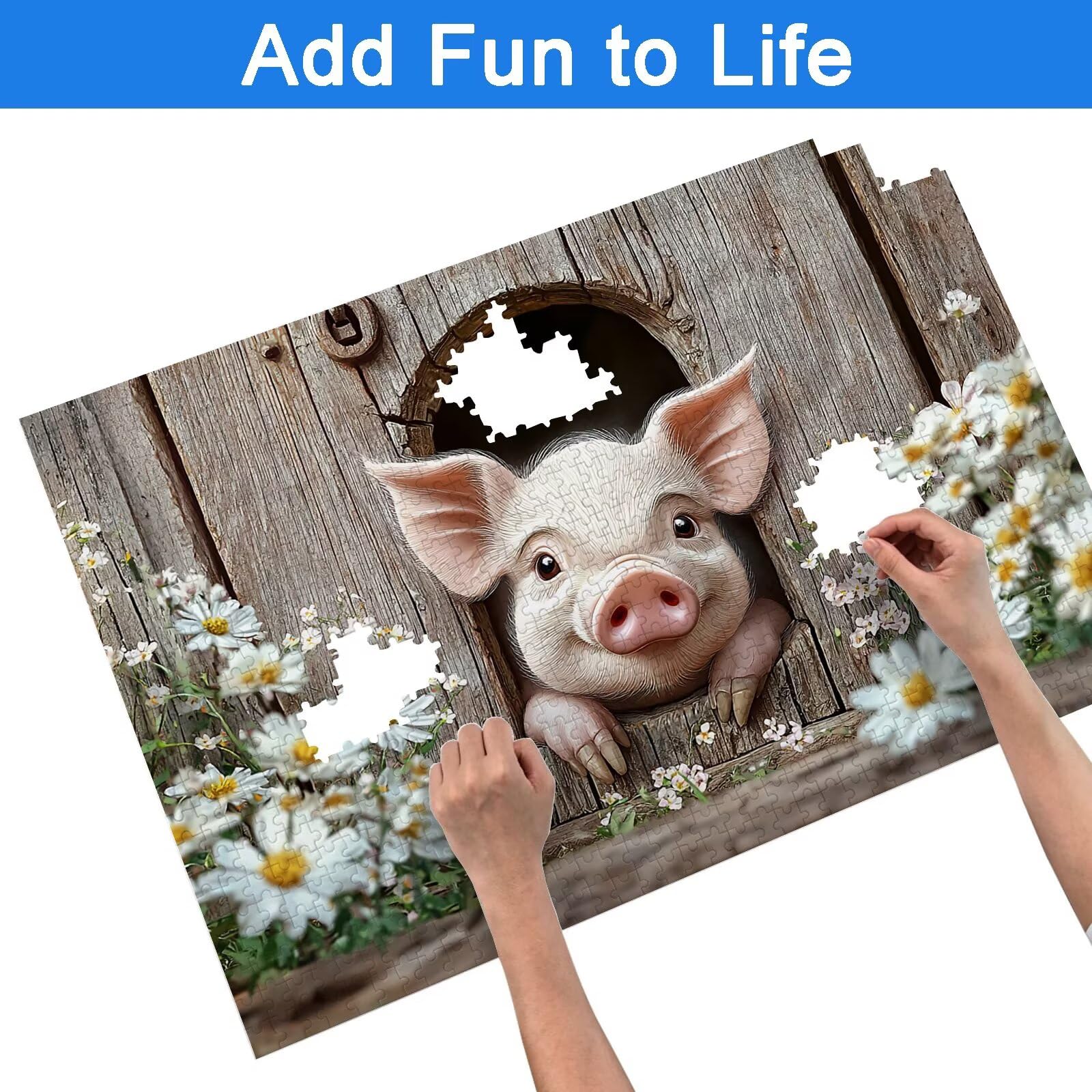 Puzzle 3000 sztuk dla dorosłych dzieci, drewniane puzzle świnia dla dorosłych, wymagające słodkie łamigłówki, rodzinne gry edukacyjne, łamigłówki z pudełkiem do dekoracji domu, prezent dla kobiet