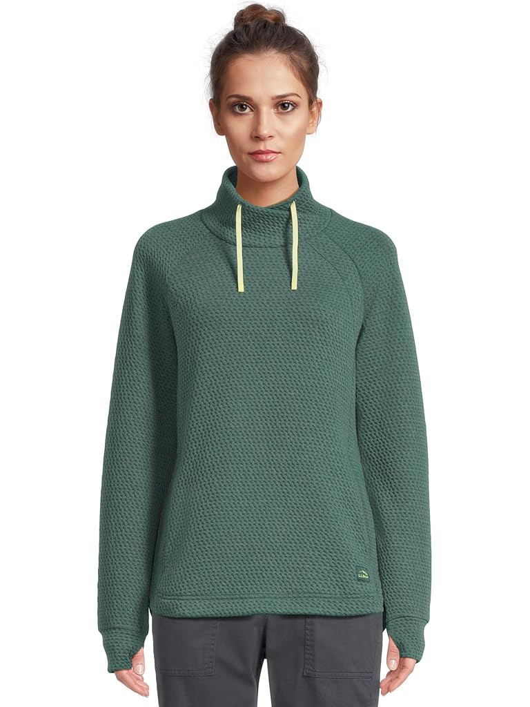 Green L.L.Bean Ridgeknit Crossneck Pullover