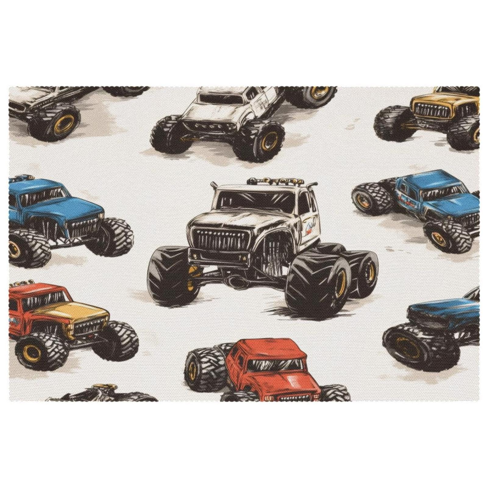 Sets de table Monster Cars pour repas de famille antidérapants et protecteurs