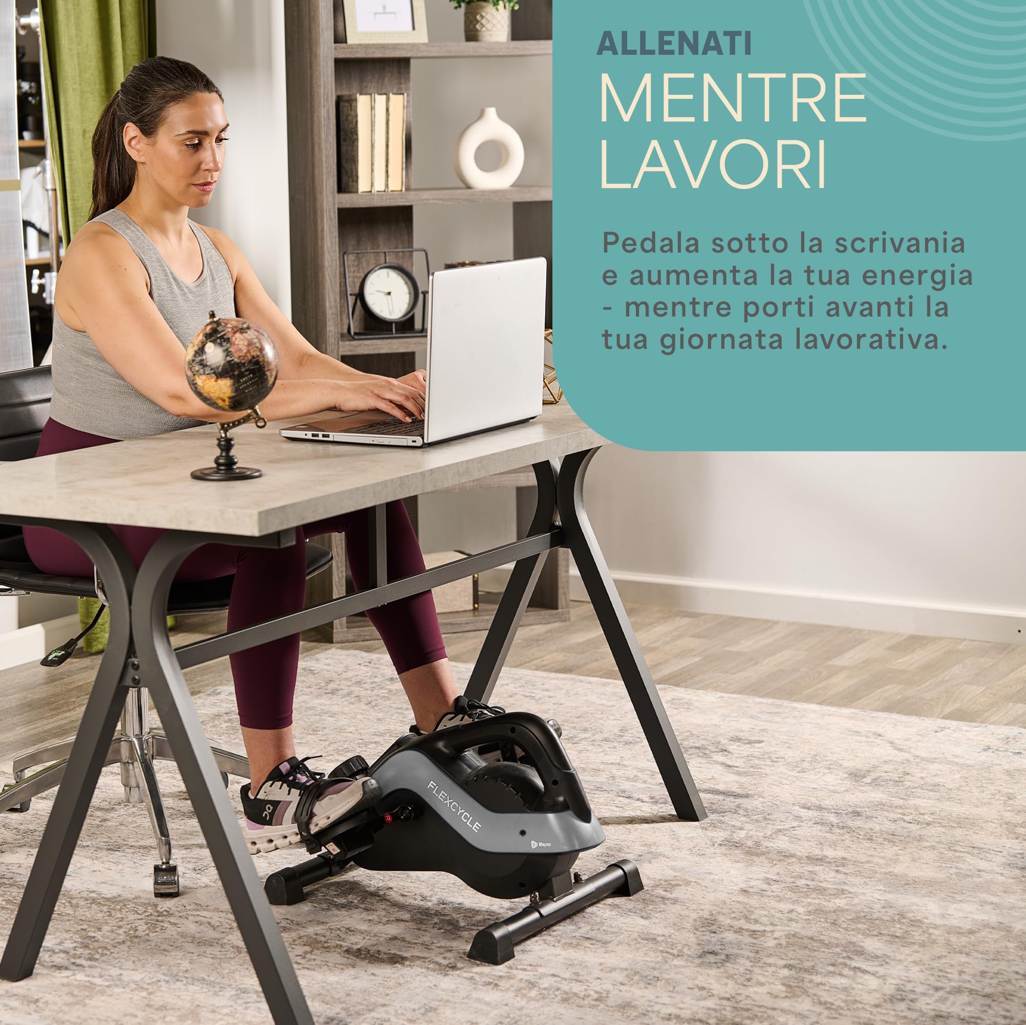 Lifepro Pedaliera 3 in 1 da Sotto Scrivania con Fasce di Resistenza – Allenatore per Braccia, Piedi e Gambe da Seduti per Anziani – Mini Cyclette Pedaliera da Sotto Scrivania