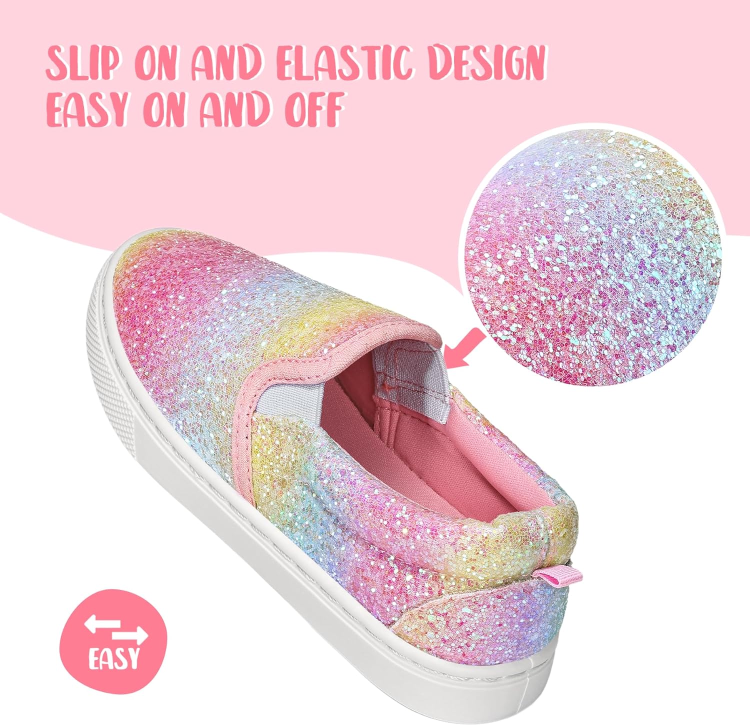 K KomForme Kids Shoes Toddlers Canvas Sneakers Slip on Walking Tennis Shoes for Boys Girls(Toddler/Little Kids/Big Kids) - Image 4