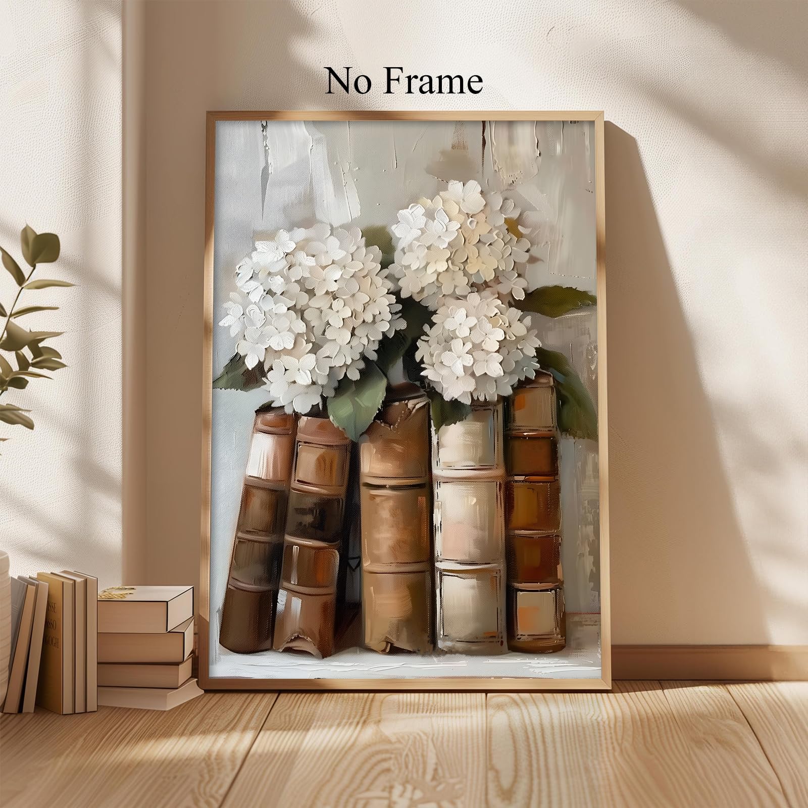 Amazon.com: Book and Flower Wall Art White Hydrangea Painting