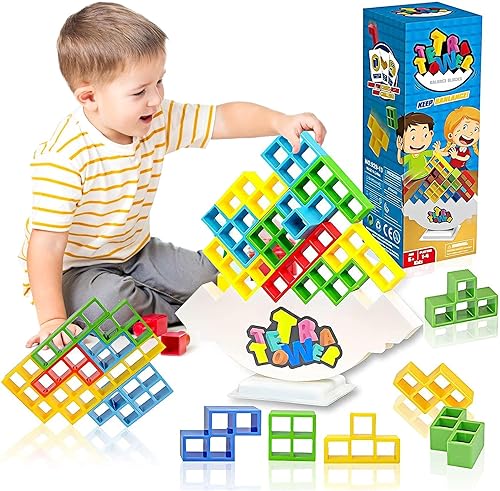 Tetra Tower 48 piezas de Tetris magnético para juego de equilibrio juegos de mesa para 2 jugadores + juegos de apilamiento fiestas, viajes, juegos