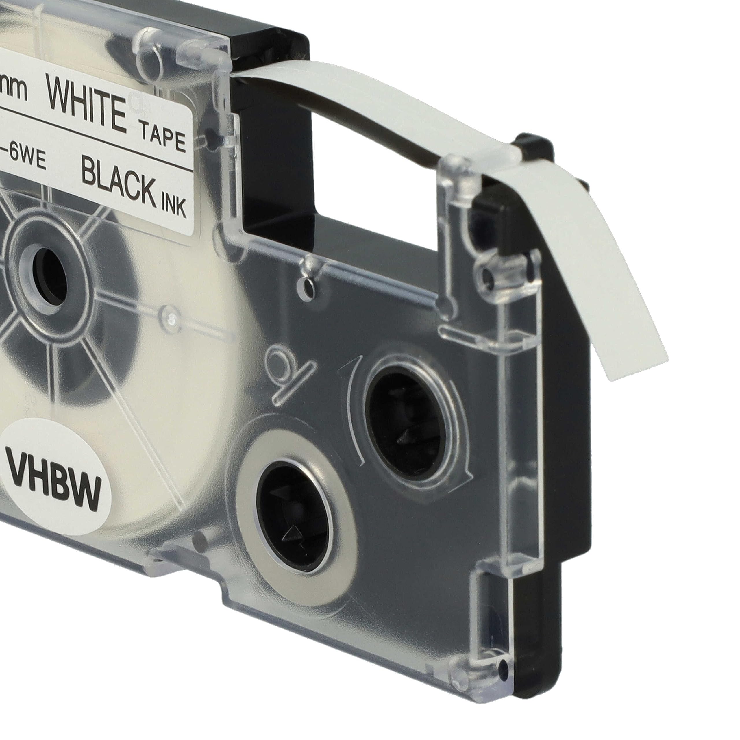 vhbw 50x Cassetta nastro compatibile con Casio KL-2000, KL-300, KL-70E, KL-200E, KL-60, KL-7000 etichettatrice 8m x 6 mm nero su bianco