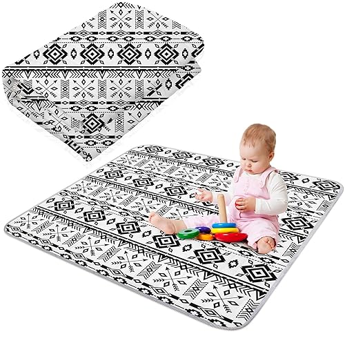 Tapete de juego portátil bohemio para bebé, 43 x 43 pulgadas, lavable, plegable, tapete de juego antideslizante para bebés, tapete de juego para