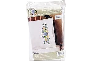 Tobin Floral Fantasy Stamped Pillowcases, Embroidery Kit 20" x 30"
