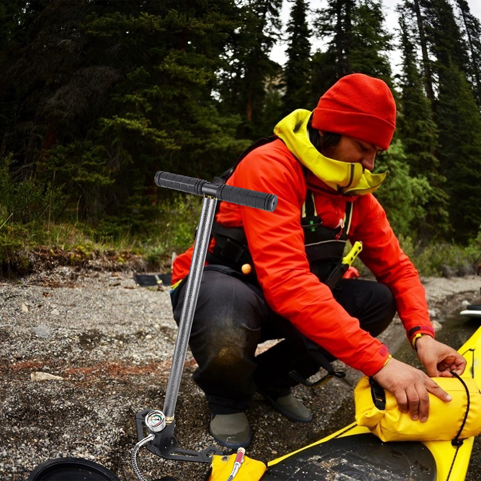 Pompe à Main Haute Pression 6000psi 3 Étapes Acier Inoxydable pour PCP Carabine à Air Comprimé
